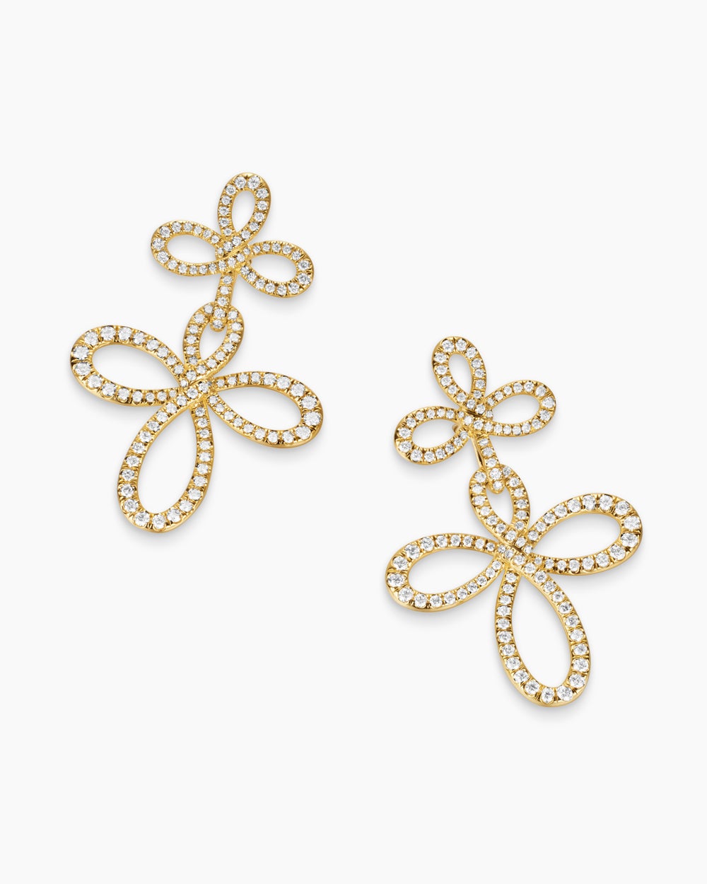 Womens Wisteria® Drop Earrings in 18K Yellow Gold with Diamonds, 37.8mm