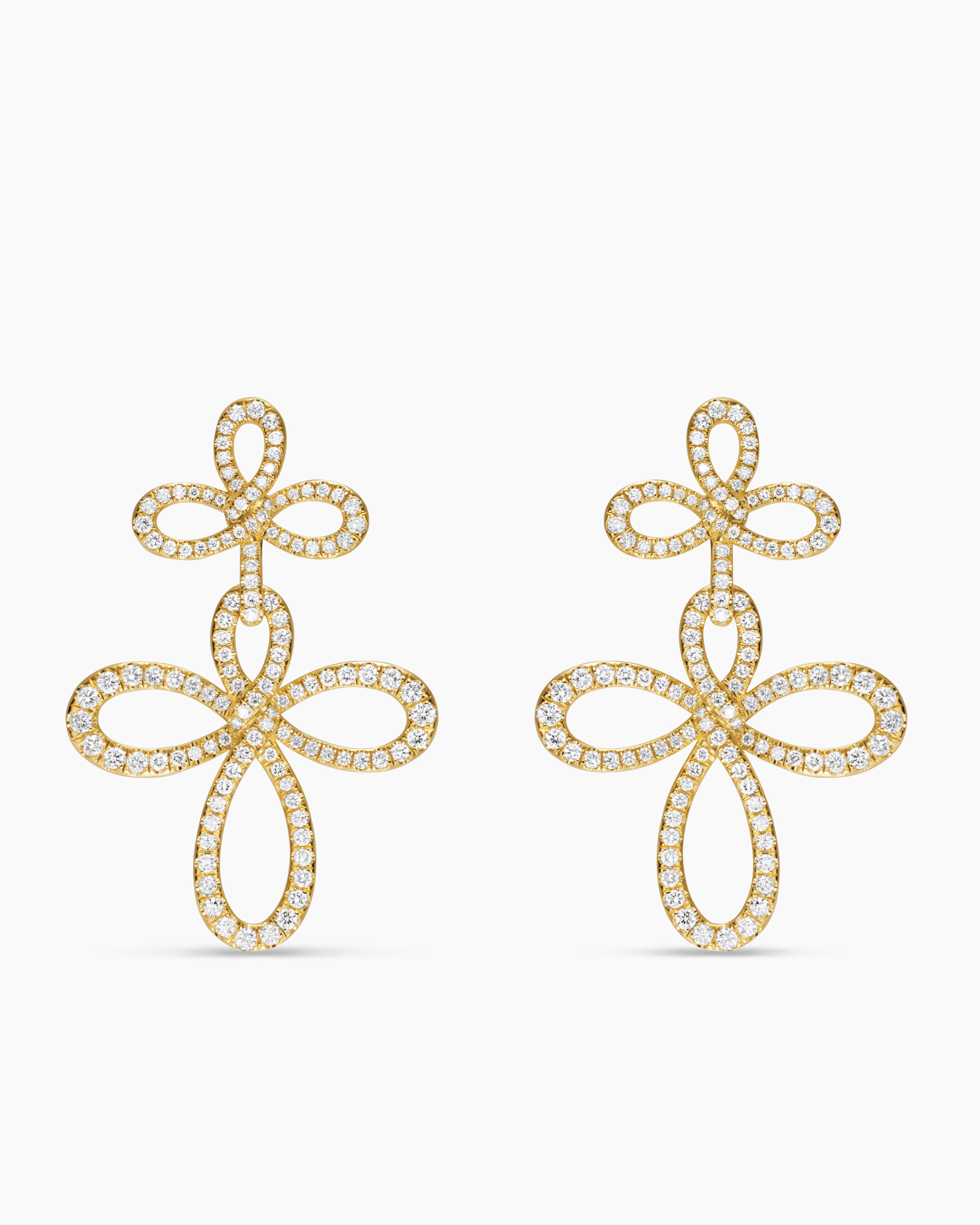 Womens Wisteria&reg; Drop Earrings in 18K Yellow Gold with Diamonds, 37.8mm