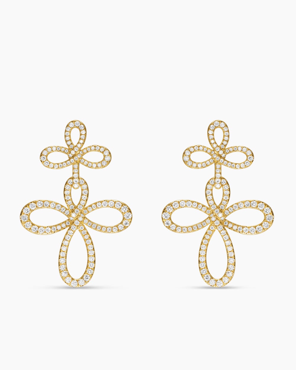 Womens Wisteria® Drop Earrings in 18K Yellow Gold with Diamonds, 37.8mm