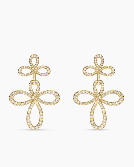 Wisteria® Drop Earrings in 18K Yellow Gold with Diamonds, 37.8mm
