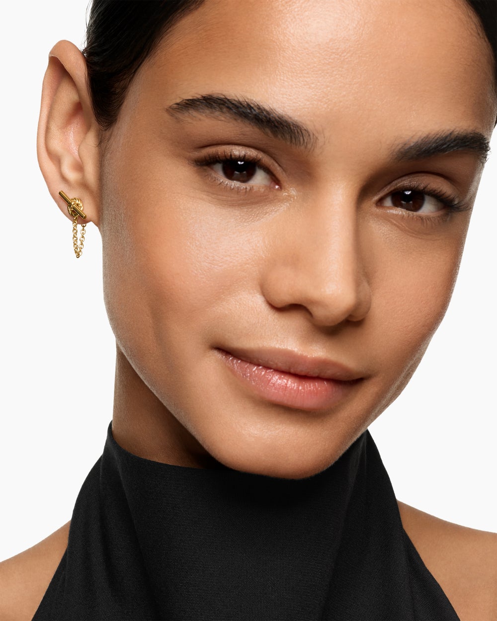 Womens DY Mercer® Petite Toggle Chain Stud Earrings in 18K Yellow Gold, 38.2mm
