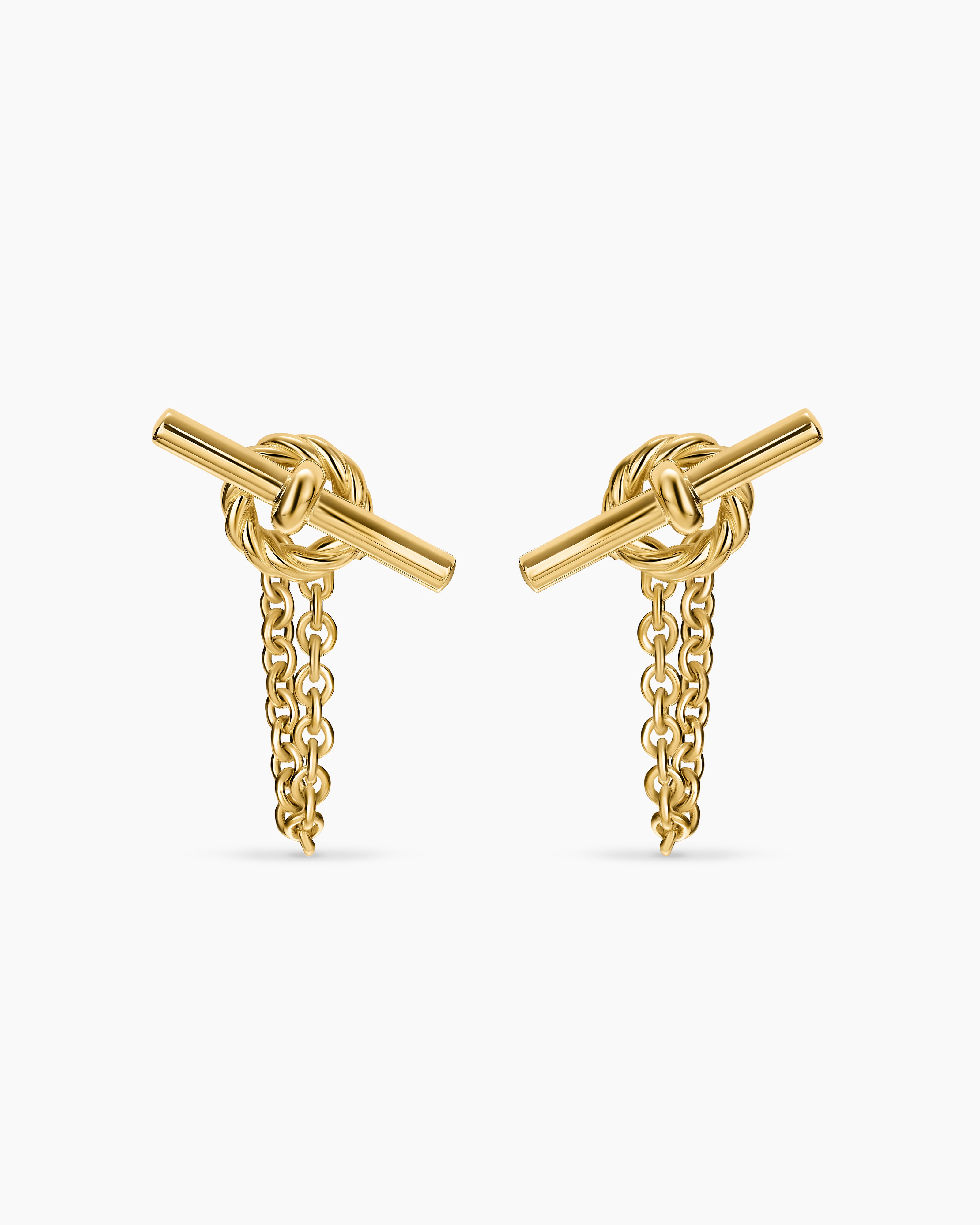Womens DY Mercer&reg; Petite Toggle Chain Stud Earrings in 18K Yellow Gold, 38.2mm