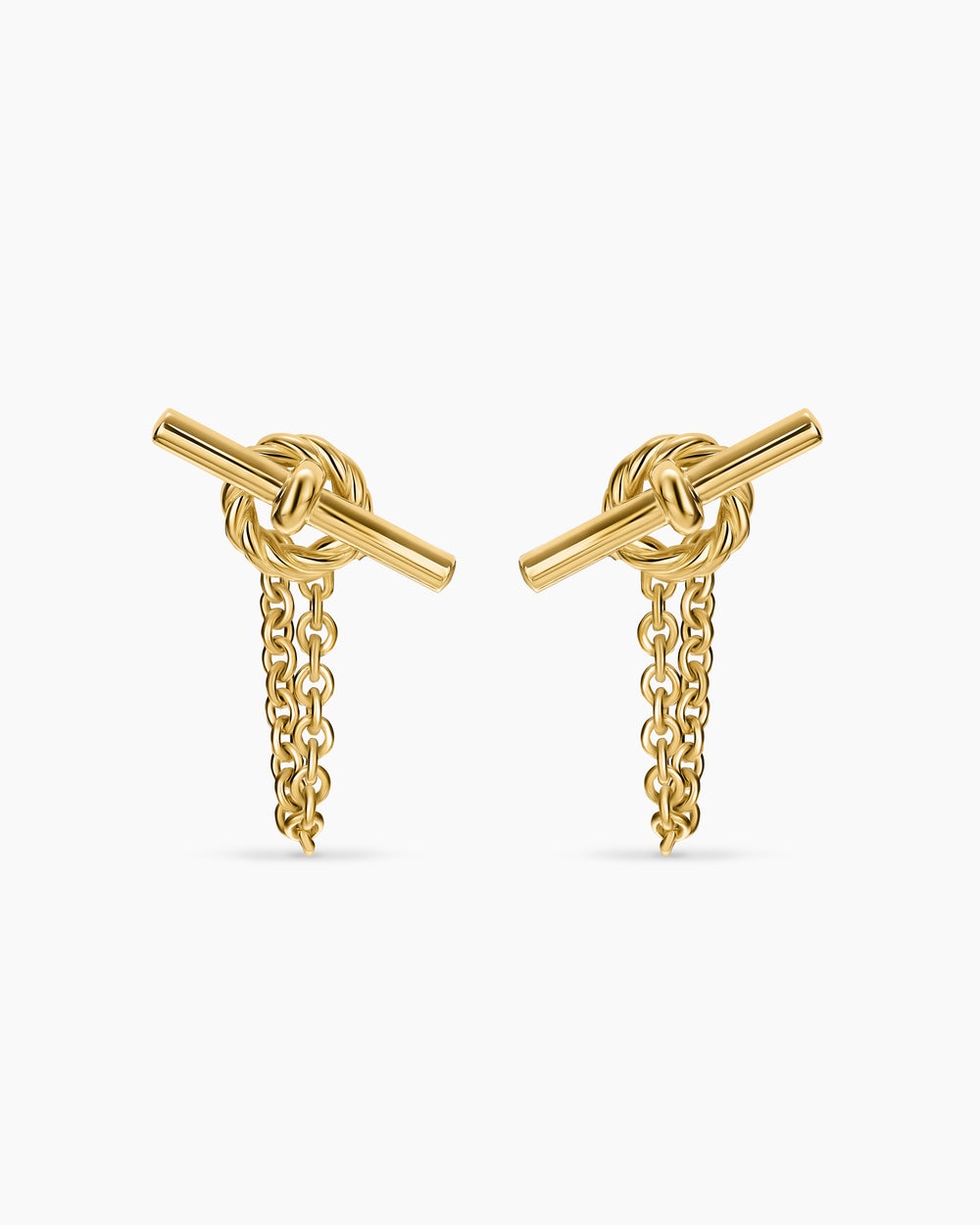 Womens DY Mercer® Petite Toggle Chain Stud Earrings in 18K Yellow Gold, 38.2mm