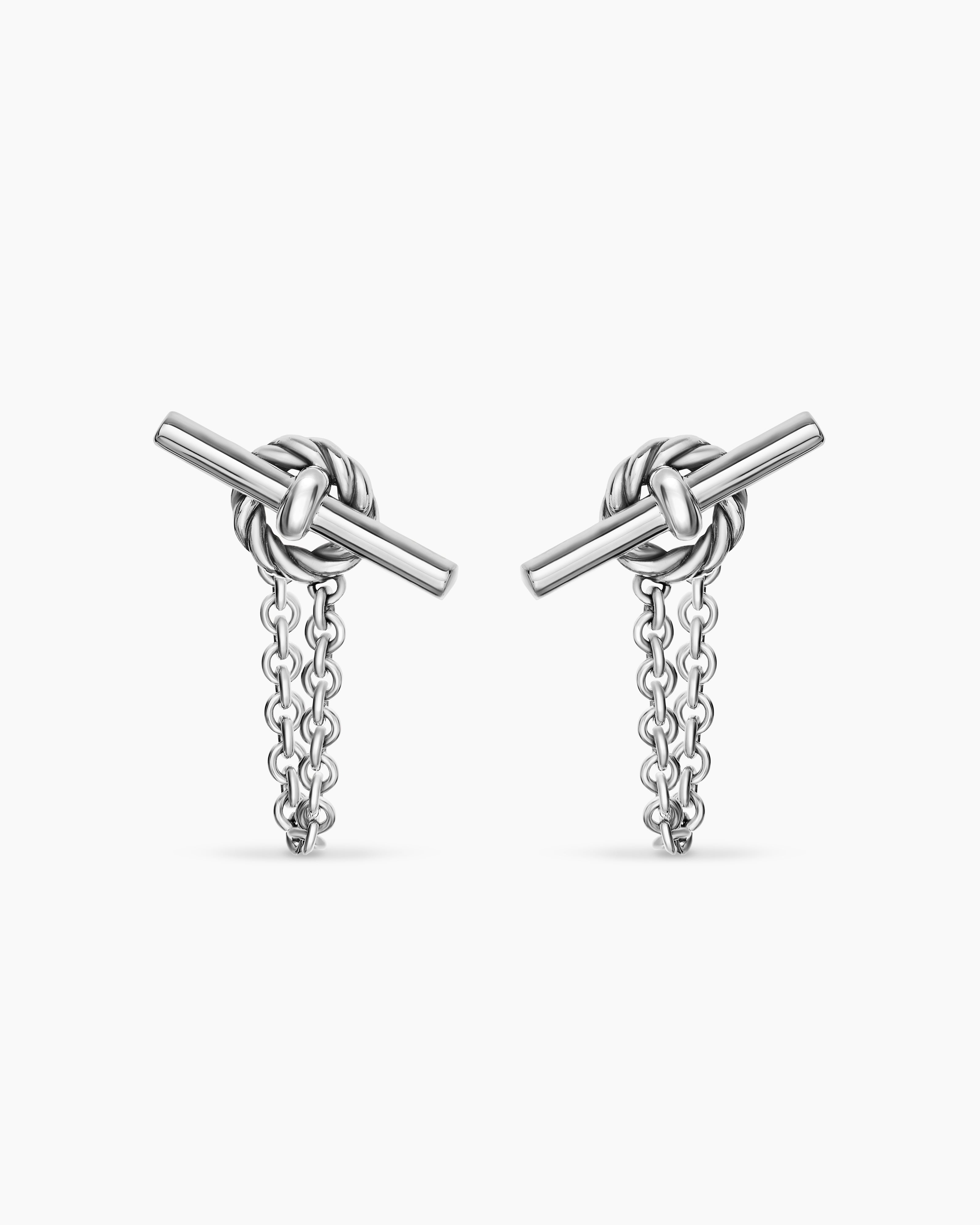 Womens DY Mercer&reg; Petite Toggle Chain Stud Earrings in Sterling Silver, 38.2mm