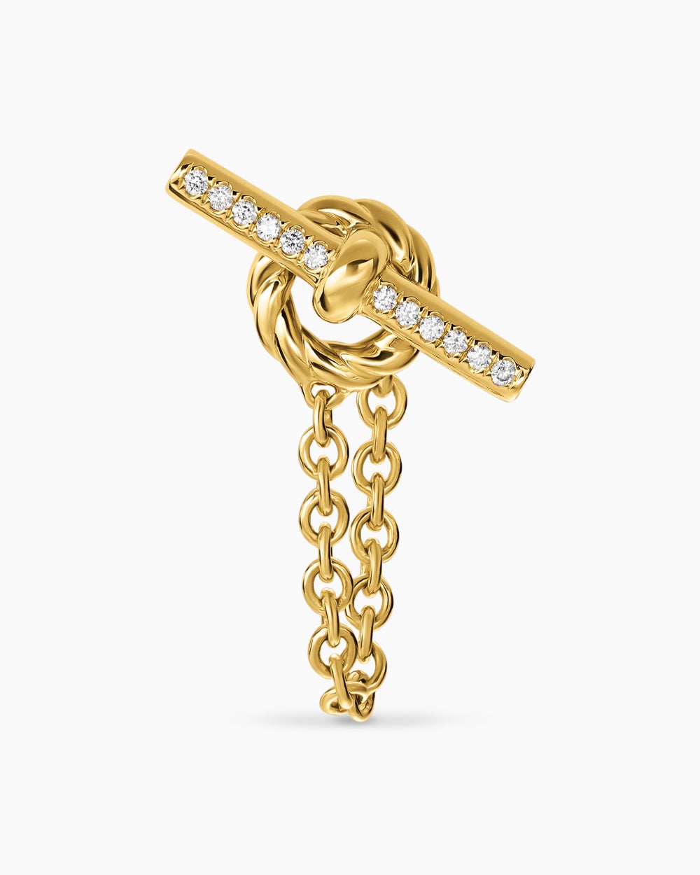 Womens DY Mercer® Petite Toggle Chain Stud Earrings in 18K Yellow Gold with Diamonds, 38.2mm