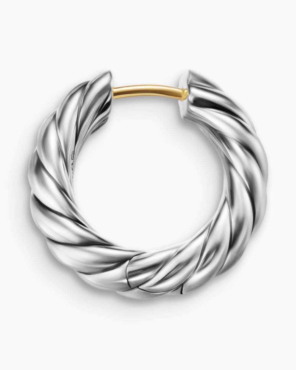 Womens Sculpted Cable Hoop Earrings in Sterling Silver, 18.6mm