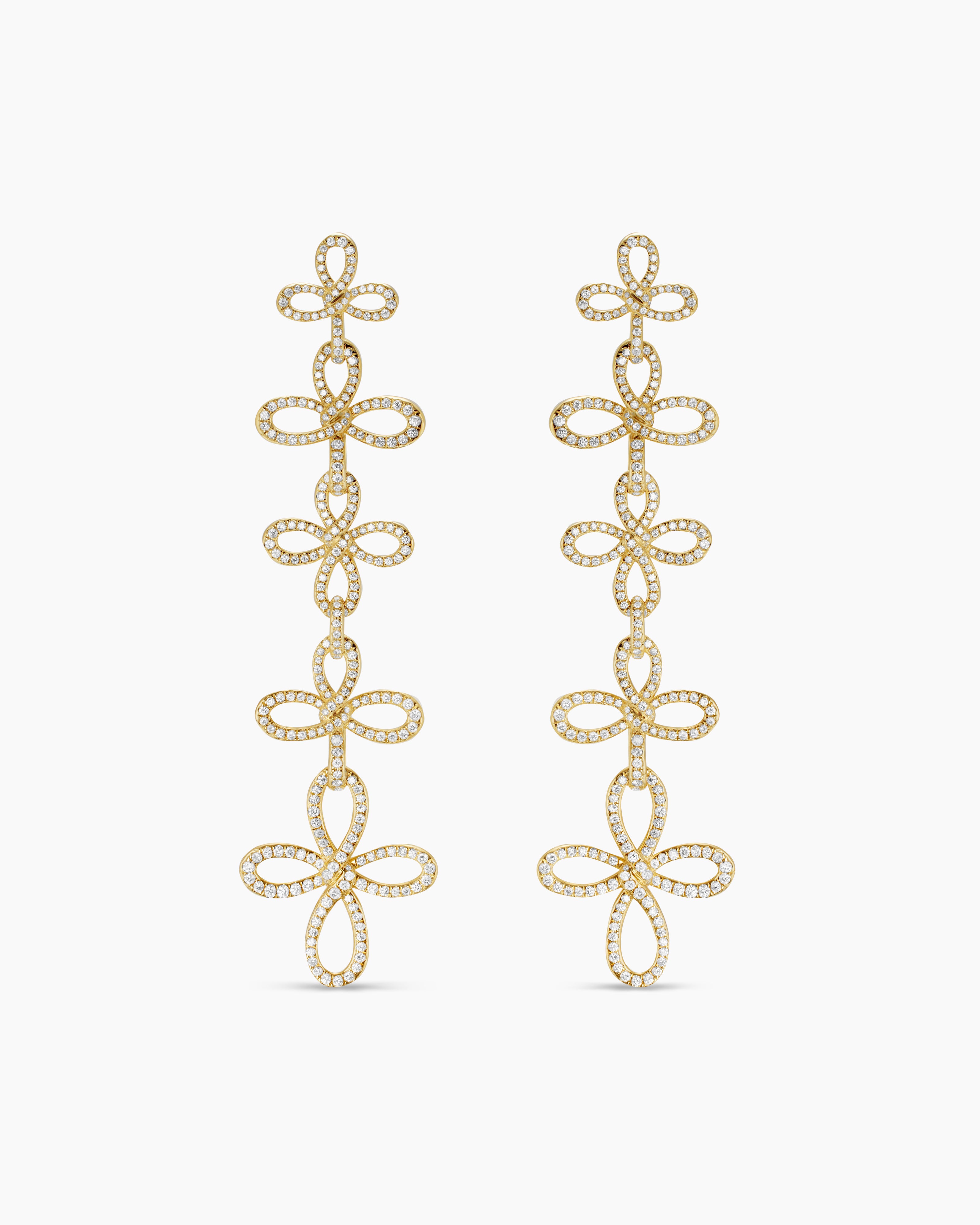 Womens Wisteria&reg; Statement Earrings in 18K Yellow Gold with Diamonds, 90mm