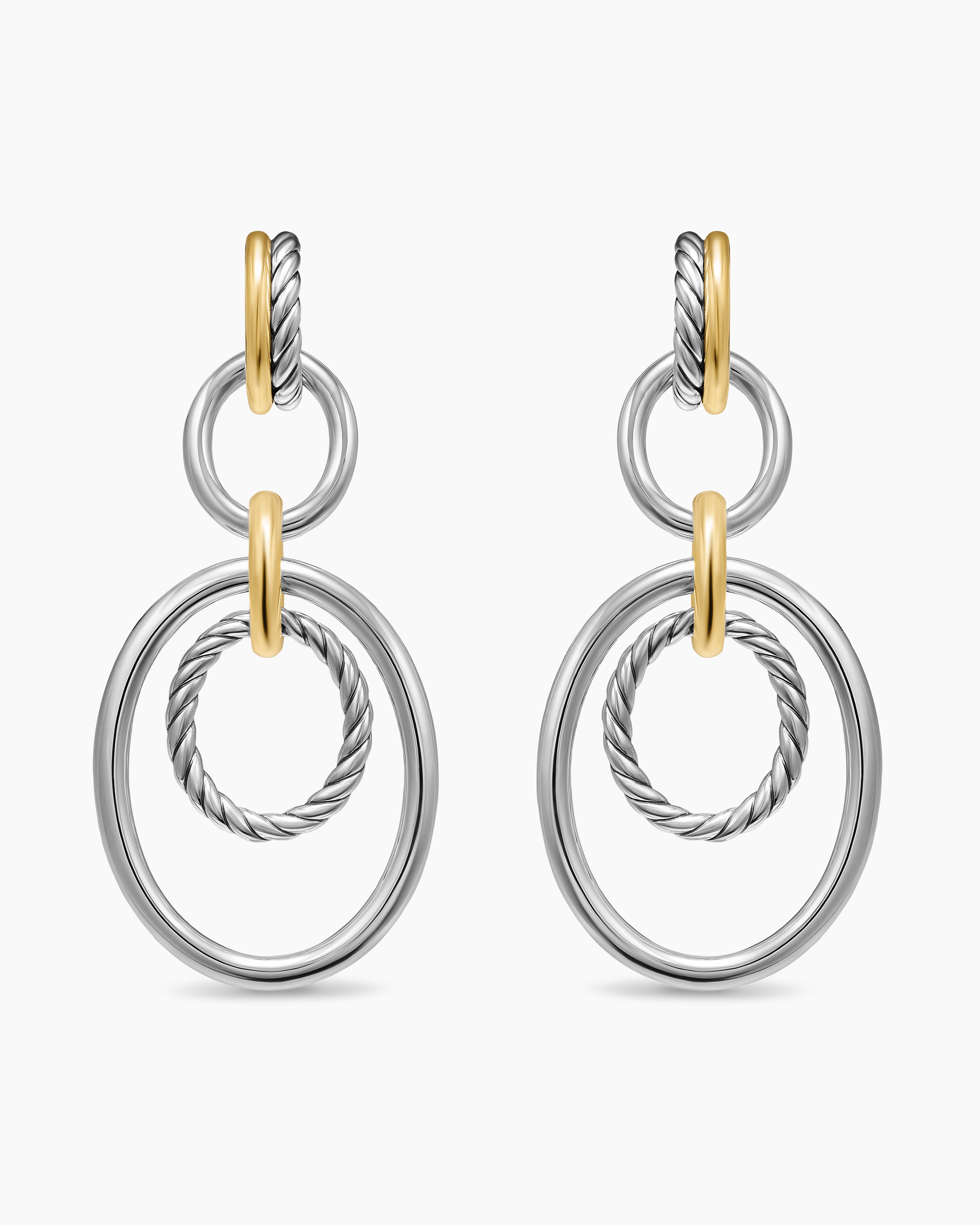 Womens DY Mercer&reg; Mobile Drop Earrings in Sterling Silver with 18K Yellow Gold, 65.7mm