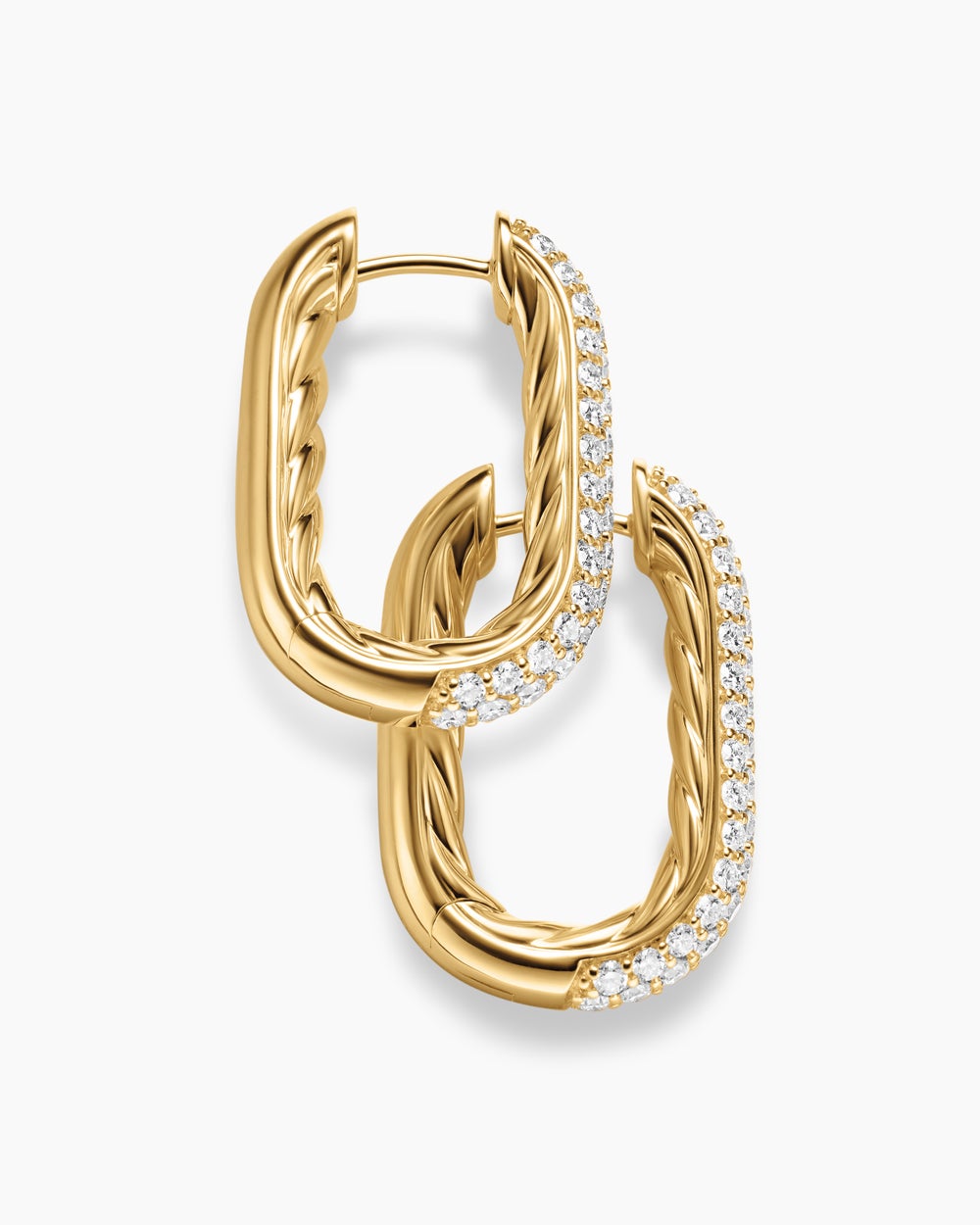 Womens DY Madison® Smooth Hoop Earrings in 18K Yellow Gold with Diamonds, 24.3mm