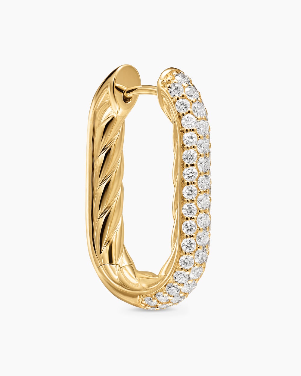 Womens DY Madison® Smooth Hoop Earrings in 18K Yellow Gold with Diamonds, 24.3mm