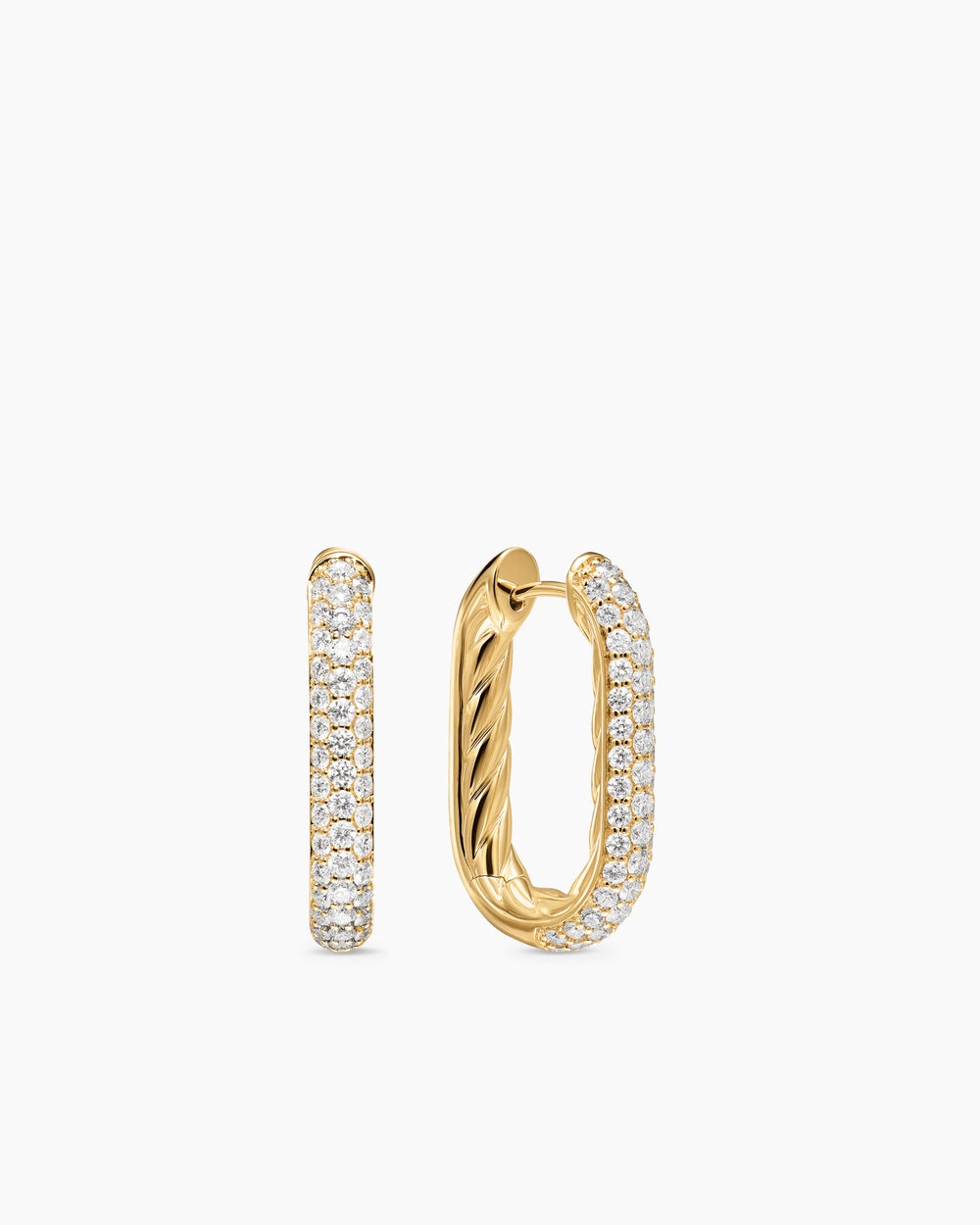 Womens DY Madison® Smooth Hoop Earrings in 18K Yellow Gold with Diamonds, 24.3mm