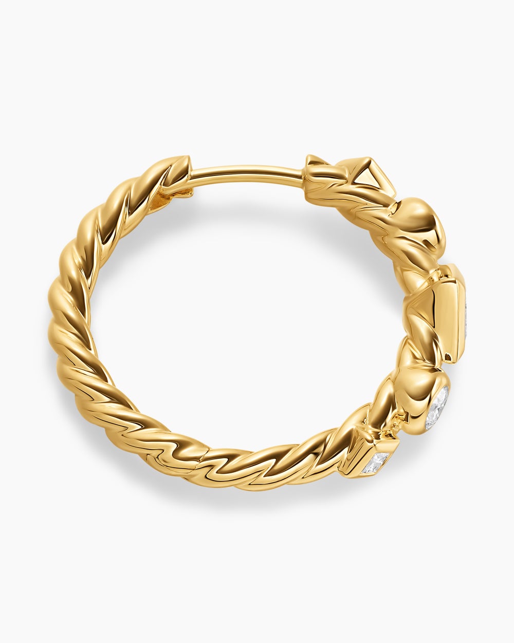 Womens Petite Modern Renaissance® Hoop Earrings in 18K Yellow Gold with Diamonds, 21mm