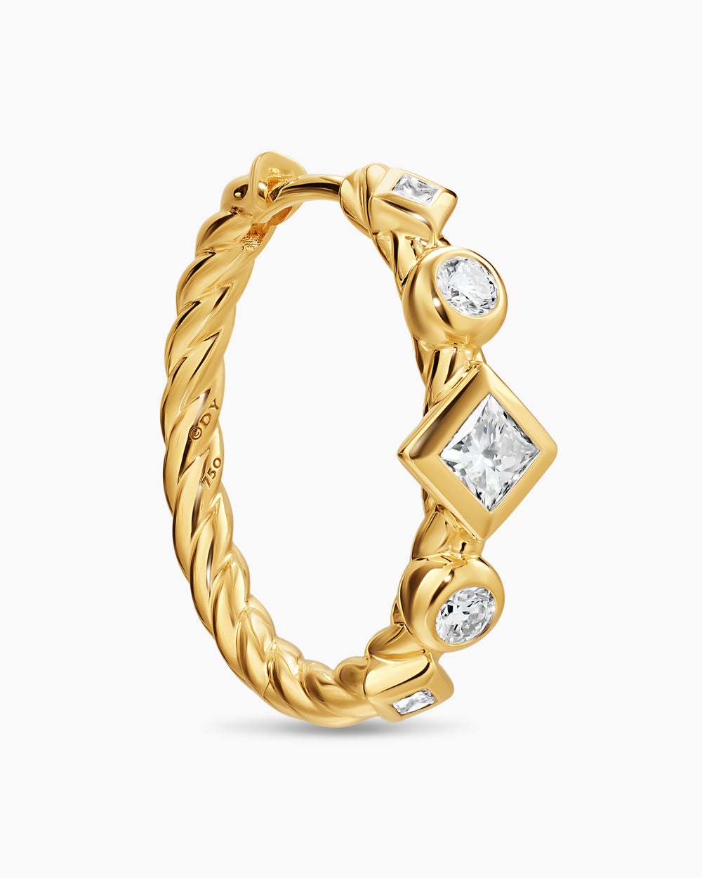 Womens Petite Modern Renaissance® Hoop Earrings in 18K Yellow Gold with Diamonds, 21mm