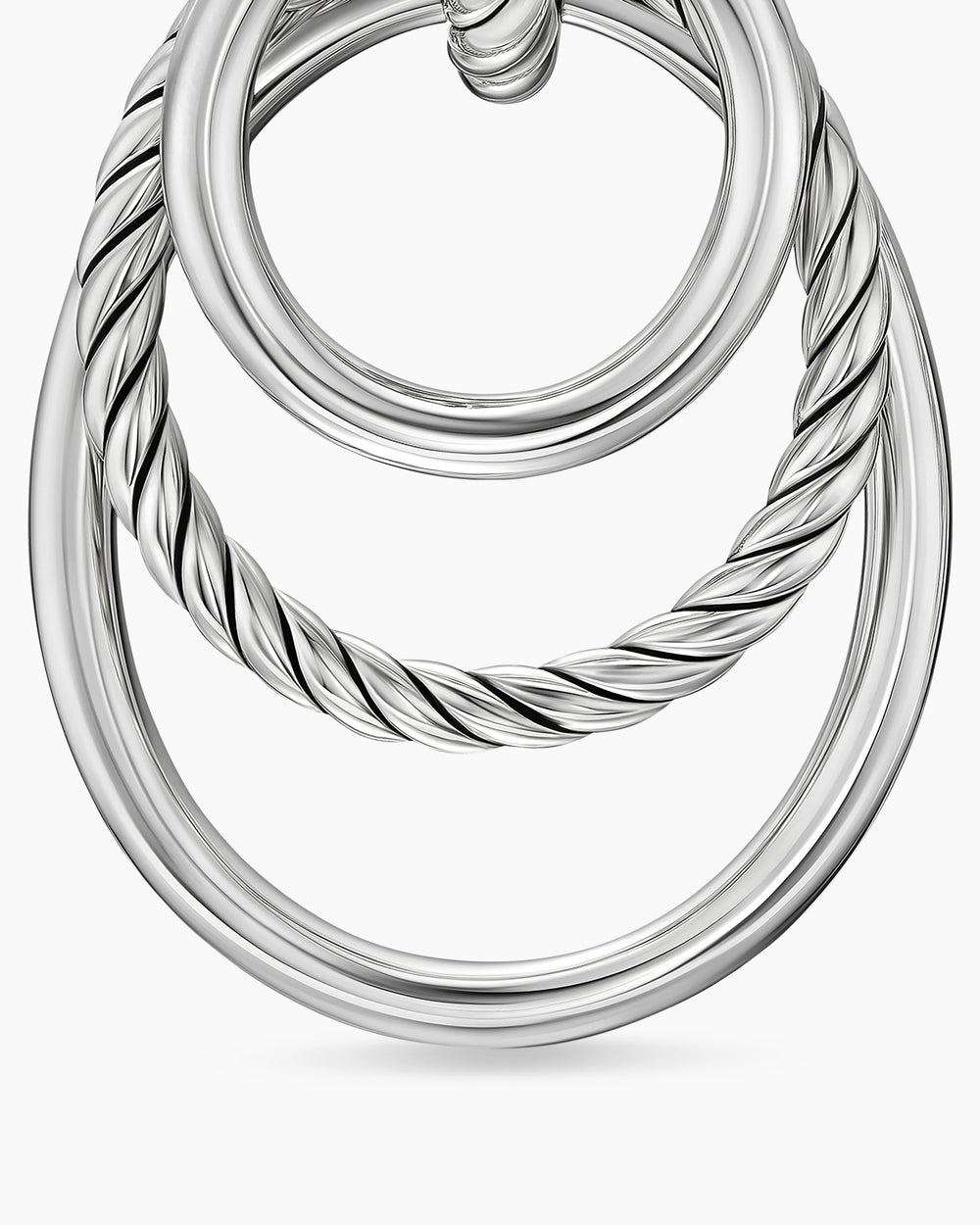 Womens DY Mercer® Bold Triple Ring Drop Earrings in Sterling Silver, 48mm