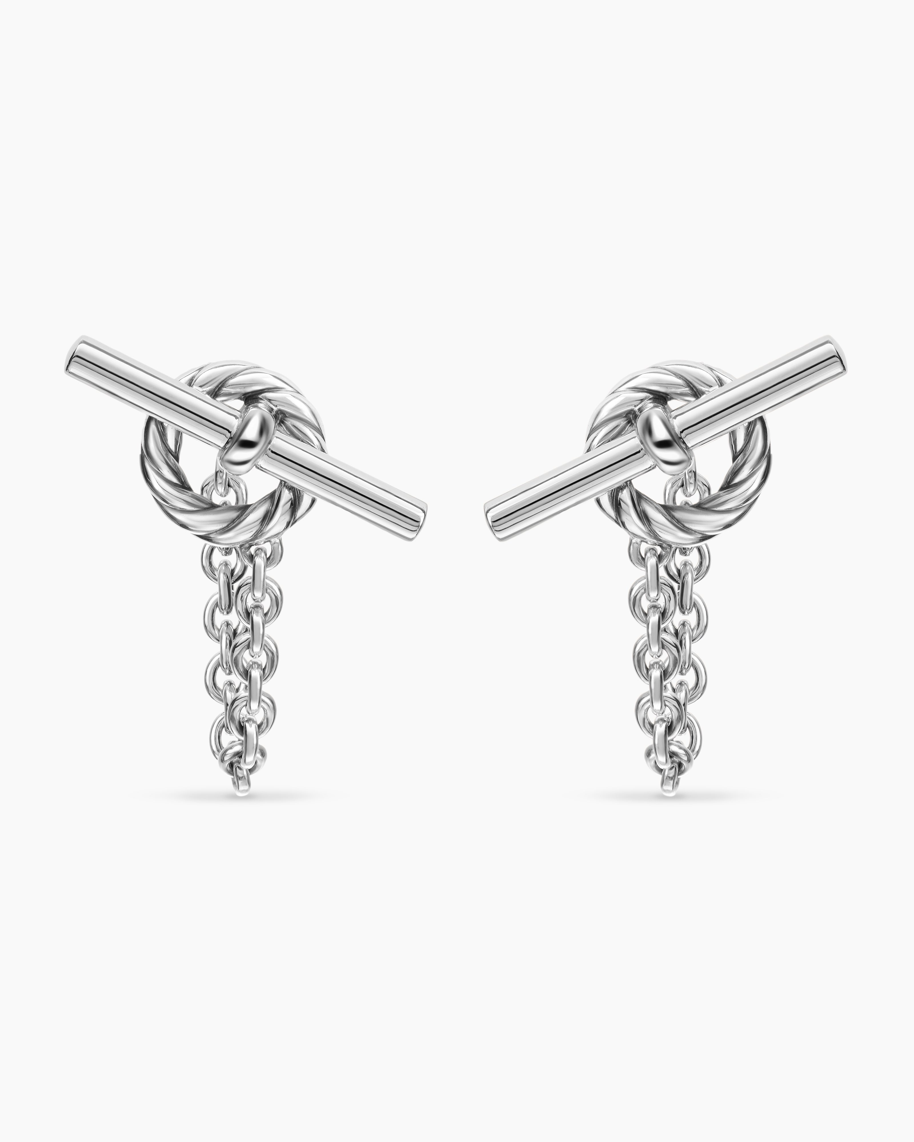 Womens DY Mercer&reg; Bold Toggle Chain Stud Earrings in Sterling Silver, 50.4mm