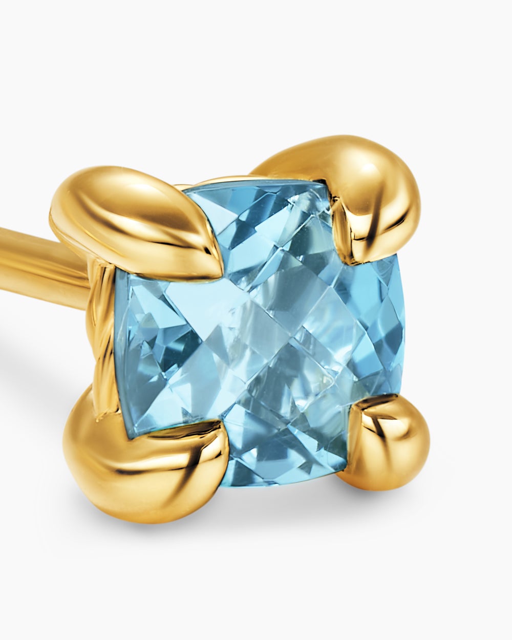 Womens Micro Chatelaine® Stud Earrings in 18K Yellow Gold with Aquamarine, 4.8mm