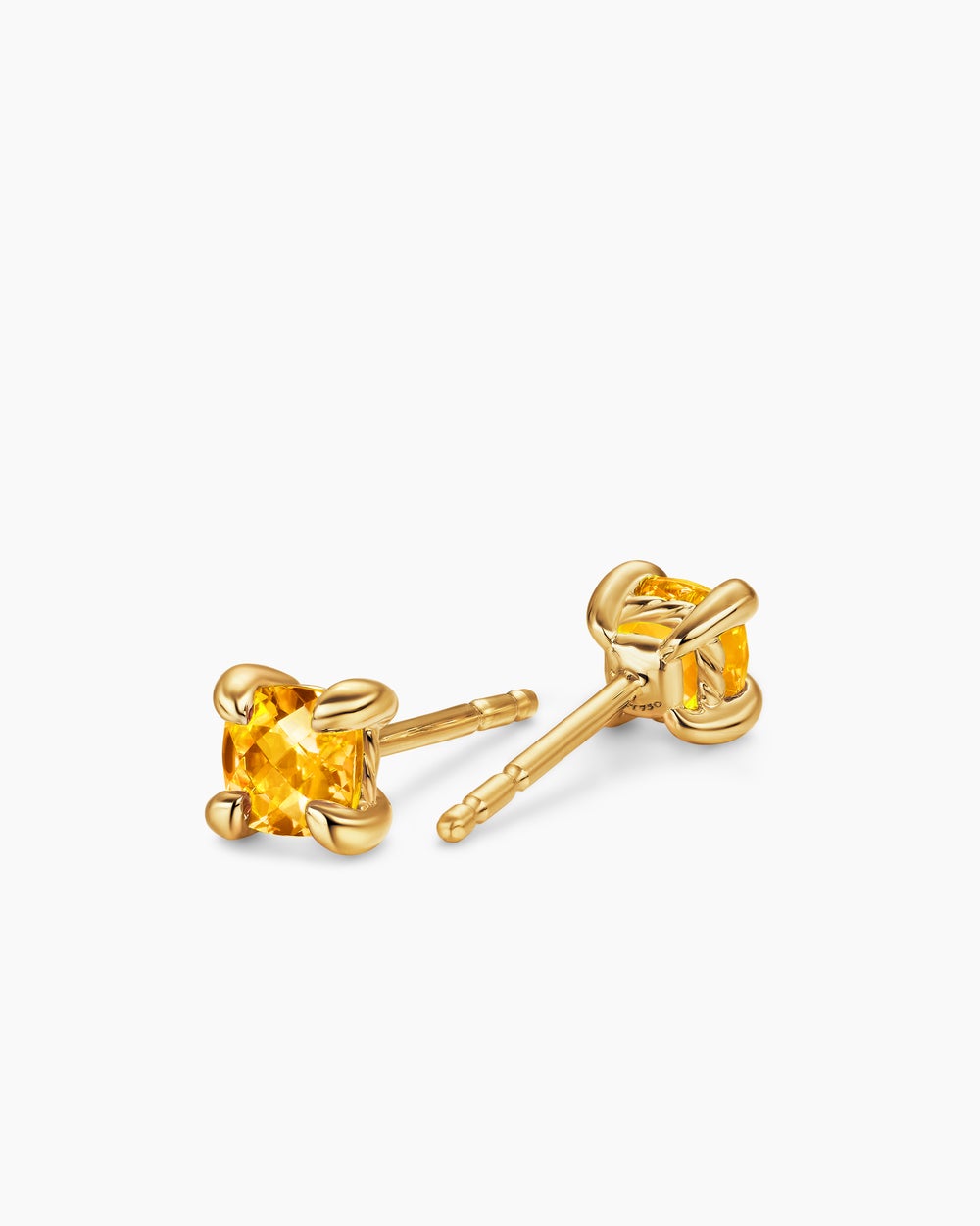 Womens Micro Chatelaine® Stud Earrings in 18K Yellow Gold with Citrine, 4.8mm