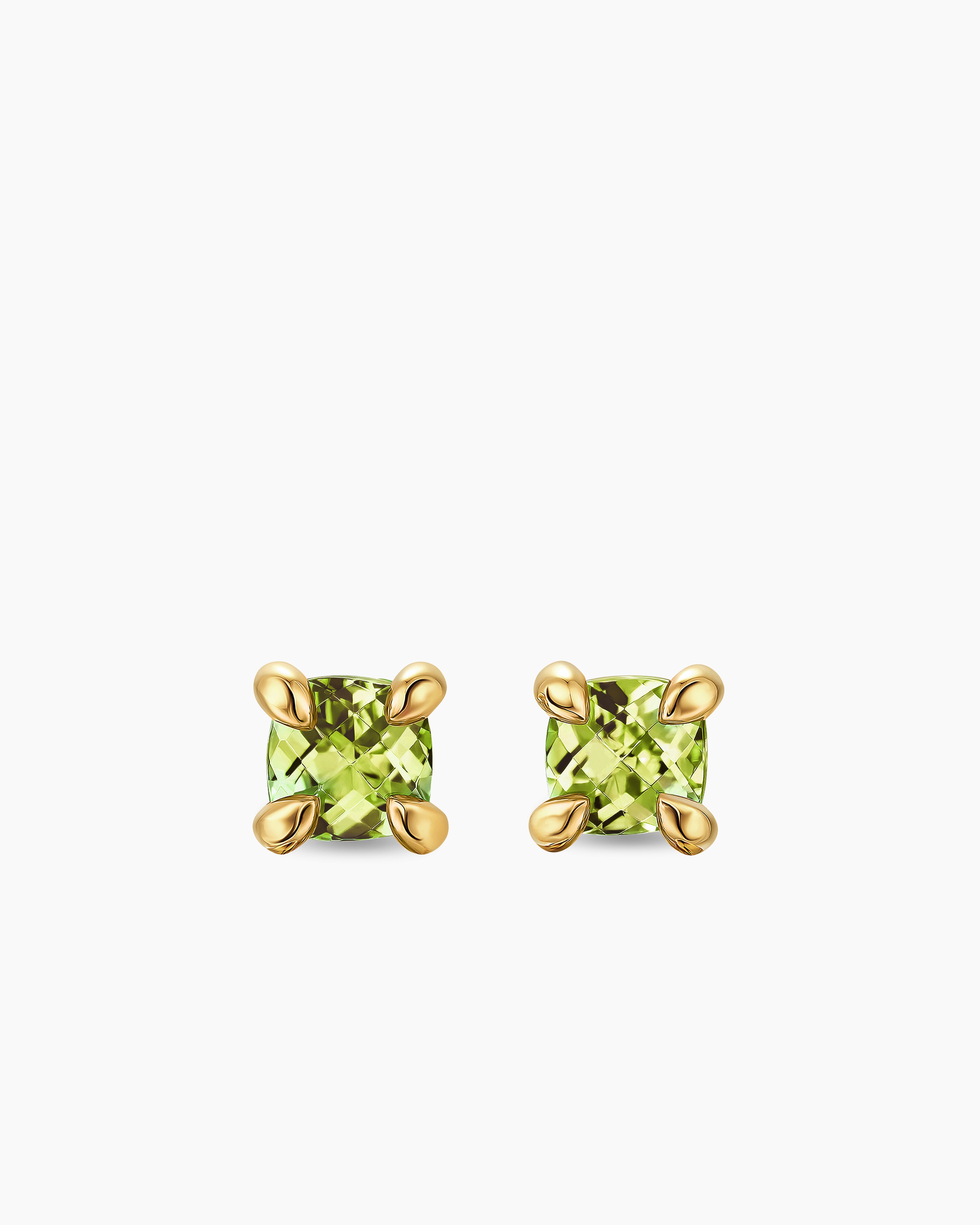 Womens Micro Chatelaine&reg; Stud Earrings in 18K Yellow Gold with Peridot, 4.8mm