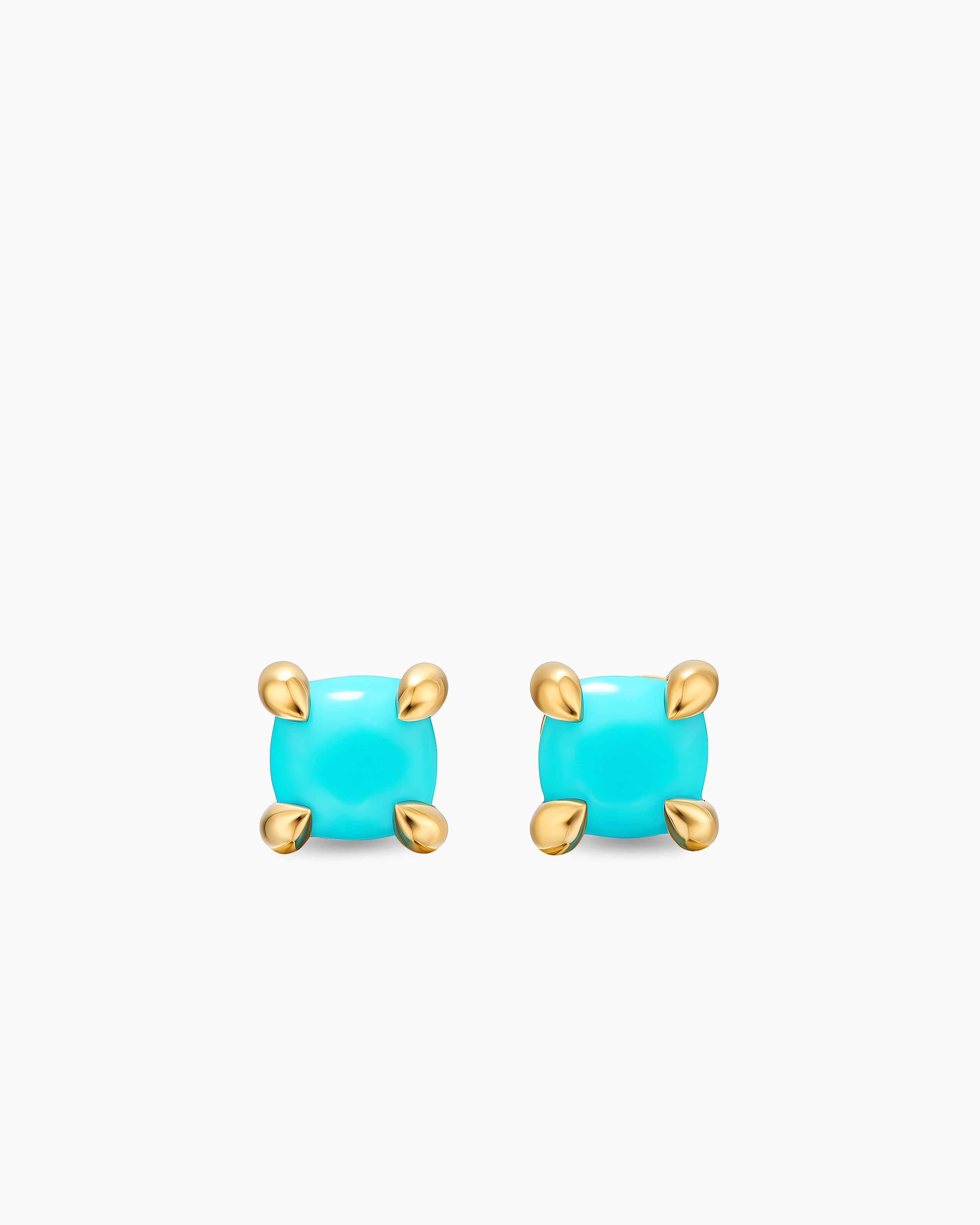 Womens Micro Chatelaine&reg; Stud Earrings in 18K Yellow Gold with Turquoise, 4.8mm