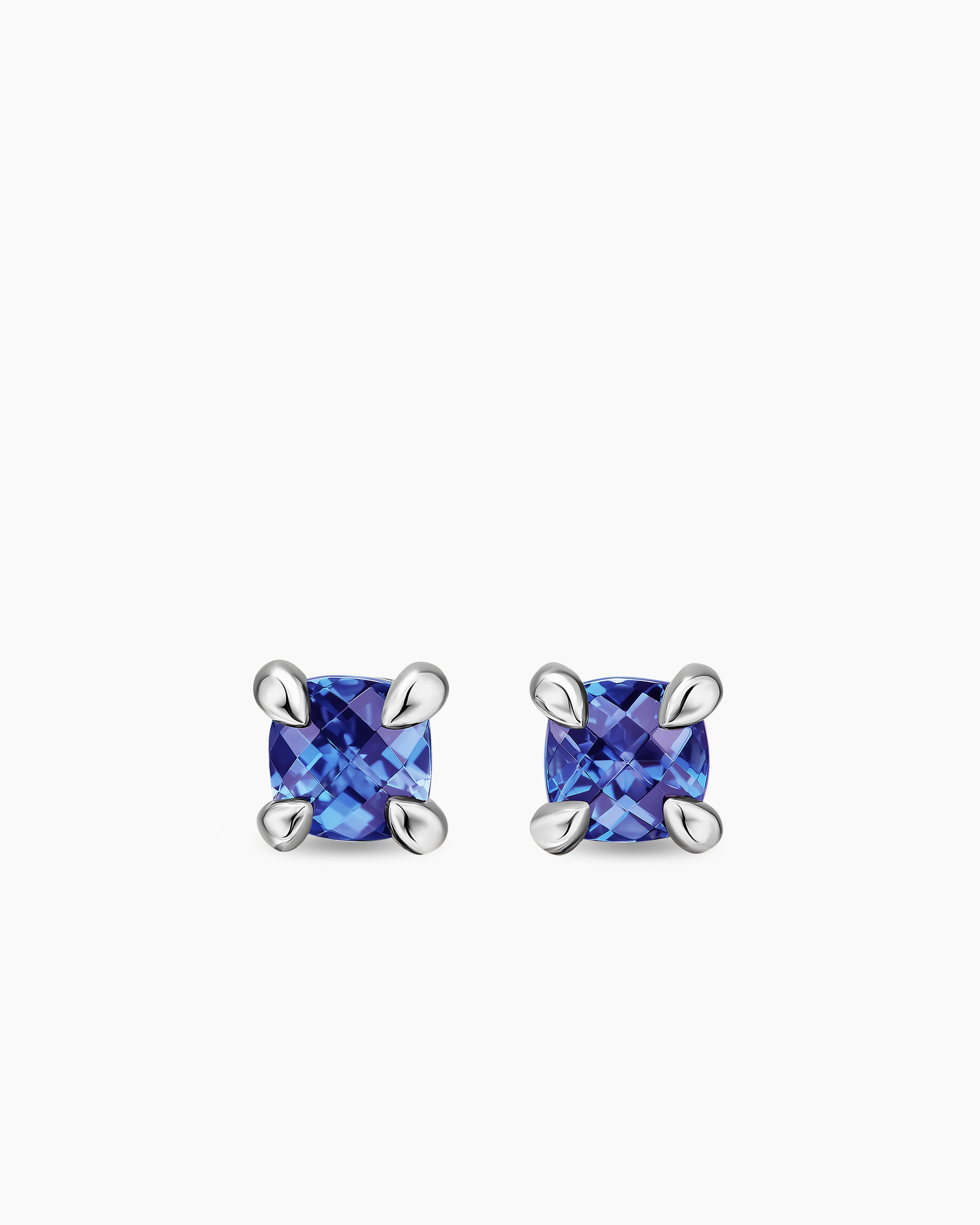 Womens Micro Chatelaine&reg; Stud Earrings in 18K White Gold with Tanzanite, 4.8mm
