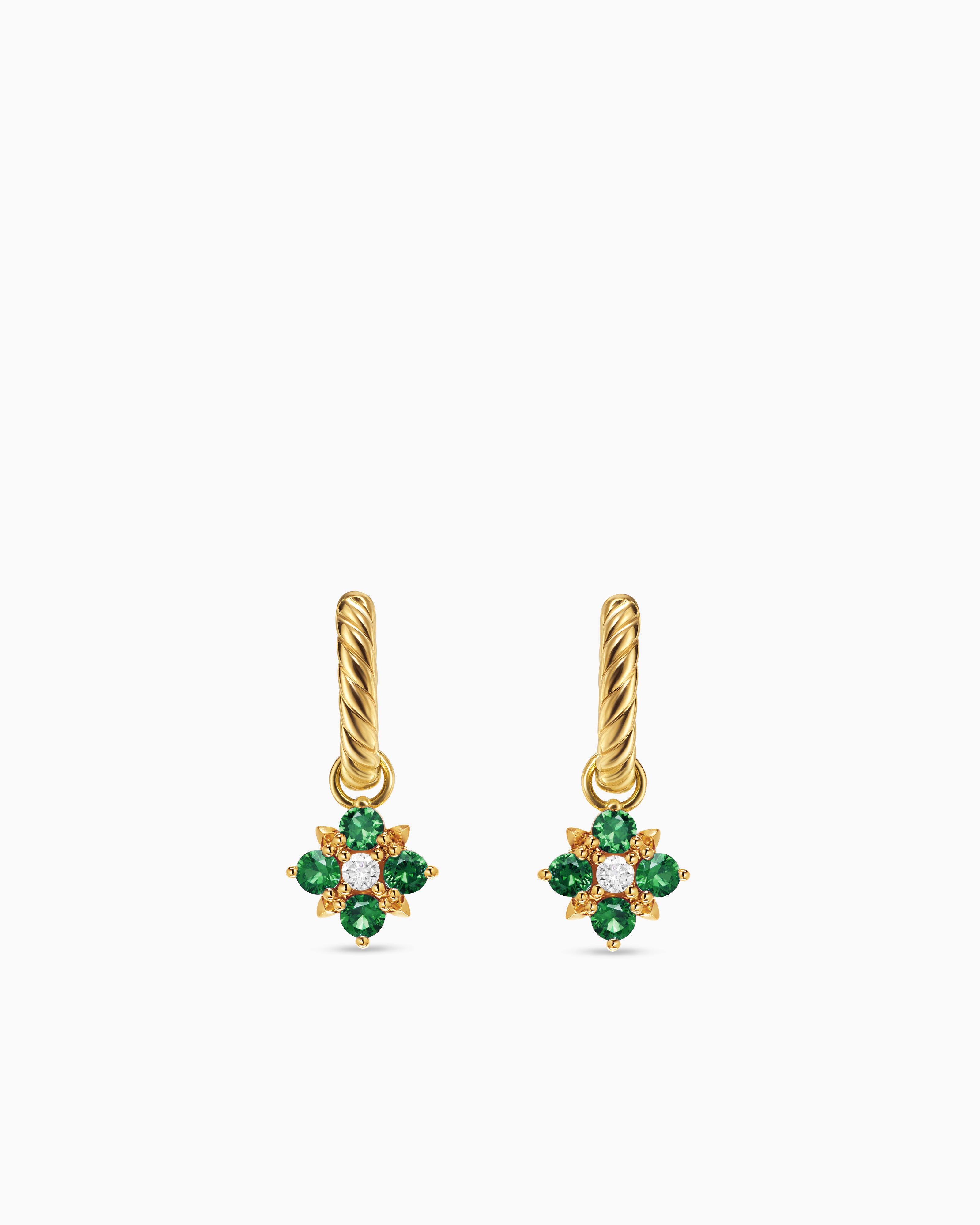 Boucles d&rsquo;oreilles pendantes color&eacute;es Petite Modern Renaissance&reg; en or jaune 18 carats avec &eacute;meraude et diamants, 18 mm femmes 