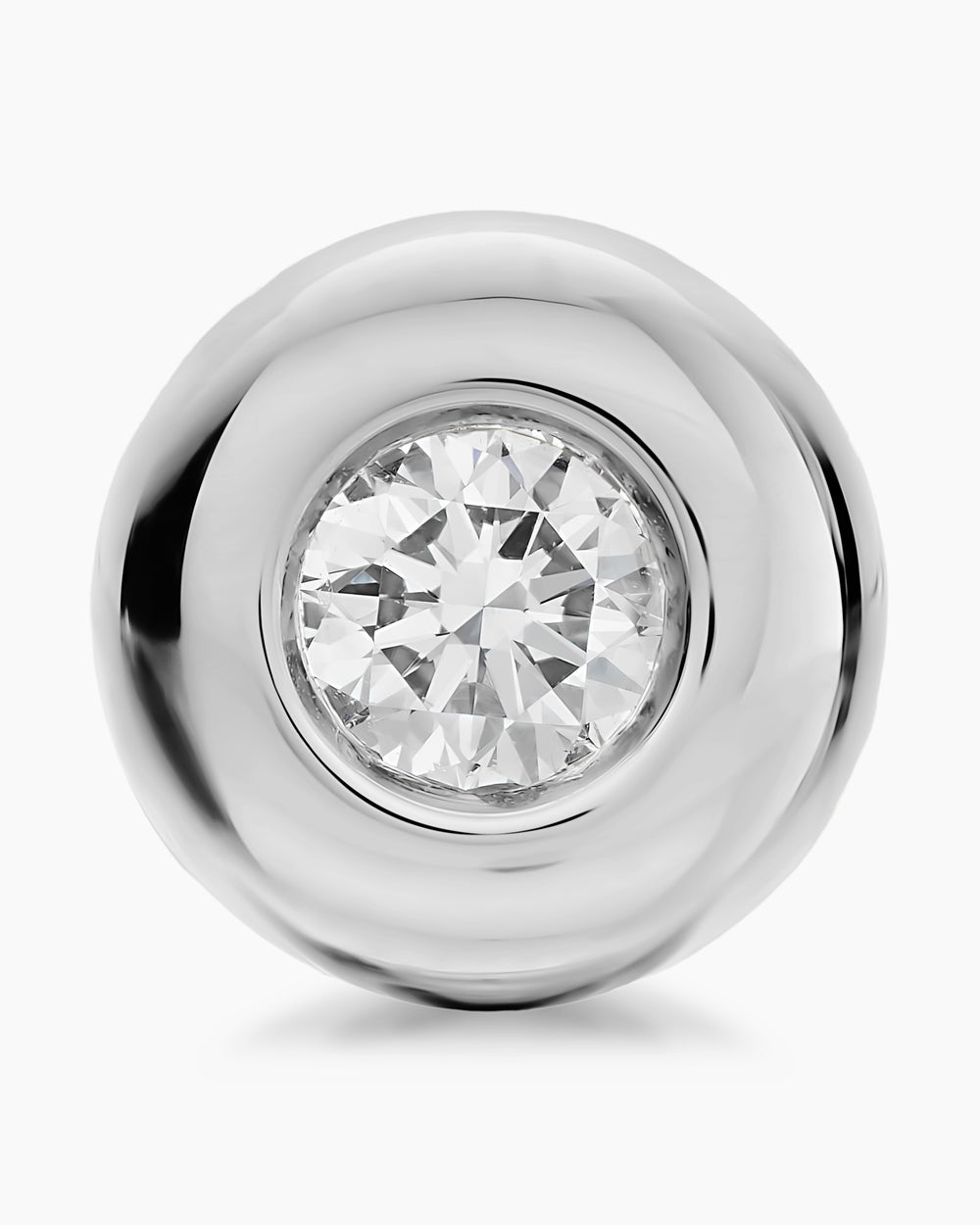 Womens Bezel Set Stud Earrings in Sterling Silver with Diamonds, 6.4mm