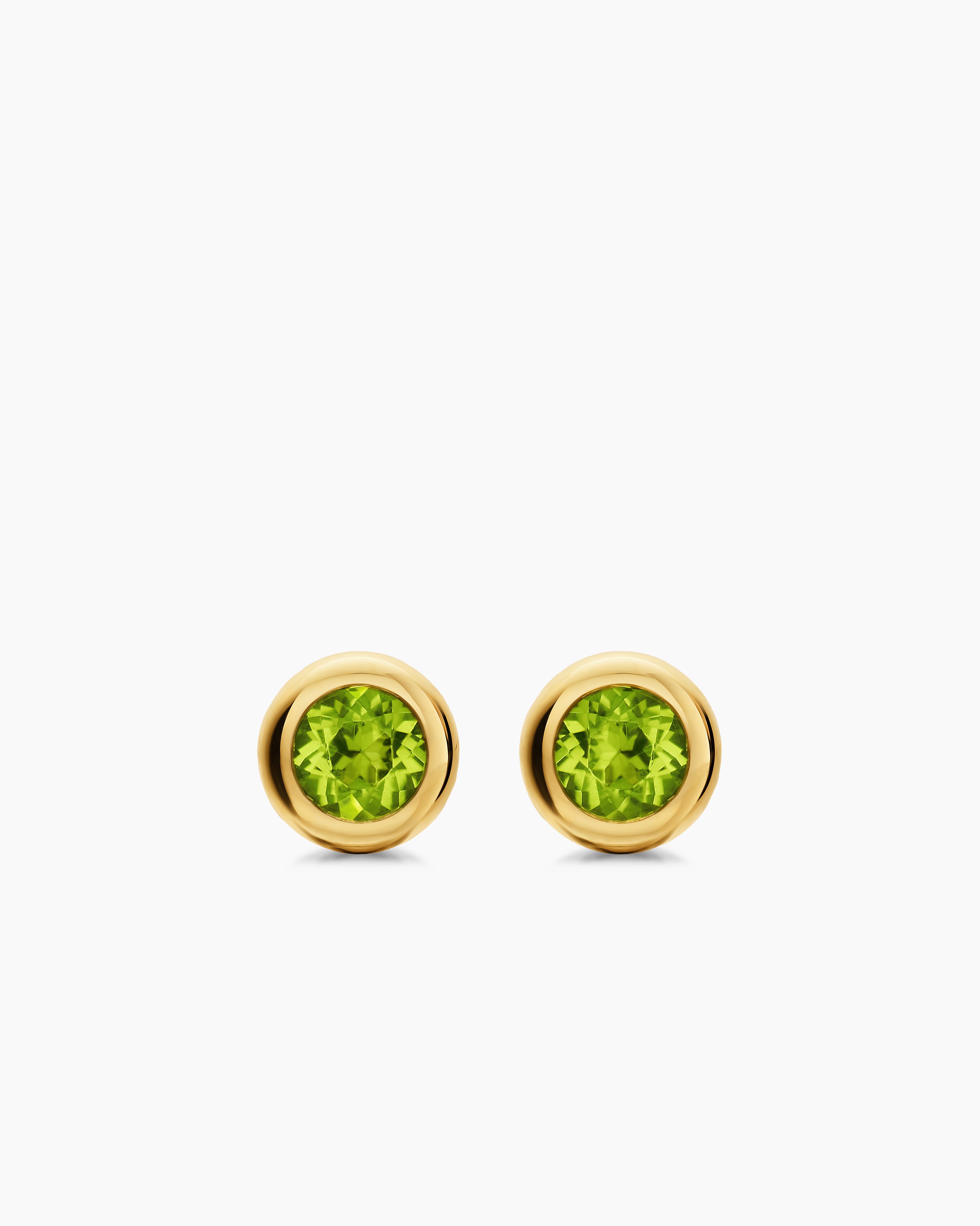 Clous d&rsquo;oreilles sertis en chaton en or jaune 18 carats avec p&eacute;ridot, 6,6 mm femme 