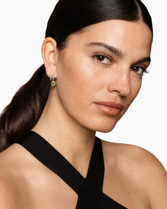 DY Mercer® Color Two Row Drop Earrings in Sterling Silver with 18K Yellow Gold and Prasiolite, 19.5mm