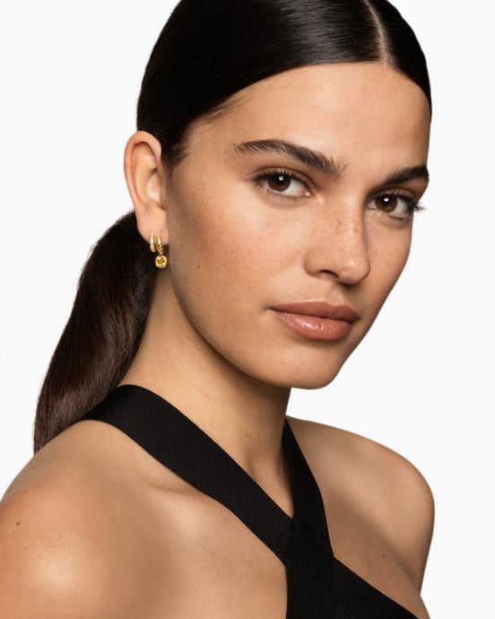 Boucles d’oreilles à deux rangs de couleur DY Mercer® en or jaune 18 carats avec citrine et diamants, 19,5 mm