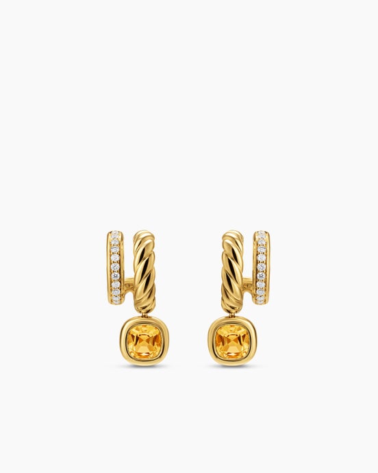 Boucles d’oreilles à deux rangs de couleur DY Mercer® en or jaune 18 carats avec citrine et diamants, 19,5 mm