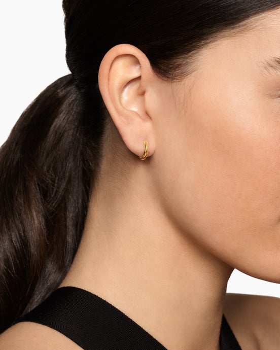 DY Mercer® Huggie Hoop Earrings in 18ct Yellow Gold, 12mm