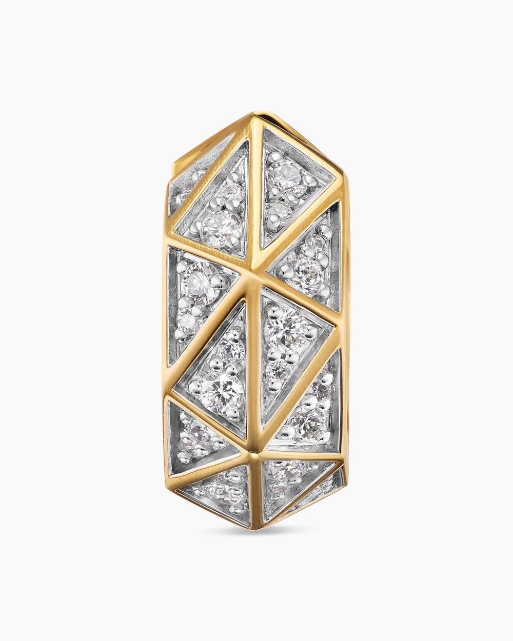 Mens Faceted Hoop Earring in 18K Yellow Gold with Diamonds, 14.5mm