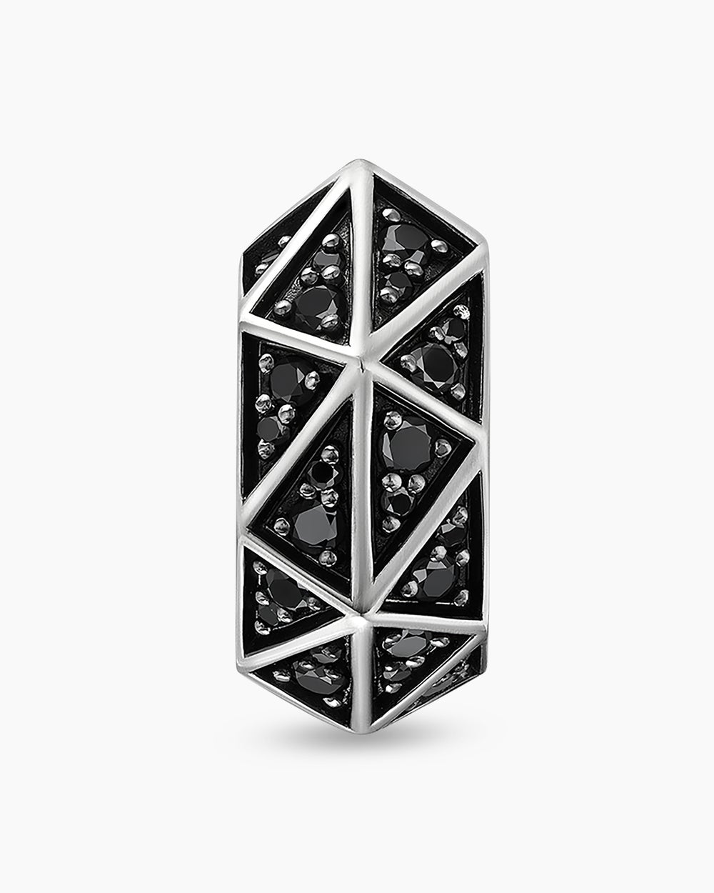 Créole Faceted en argent sterling avec diamants noirs, 14,5 mm hommes