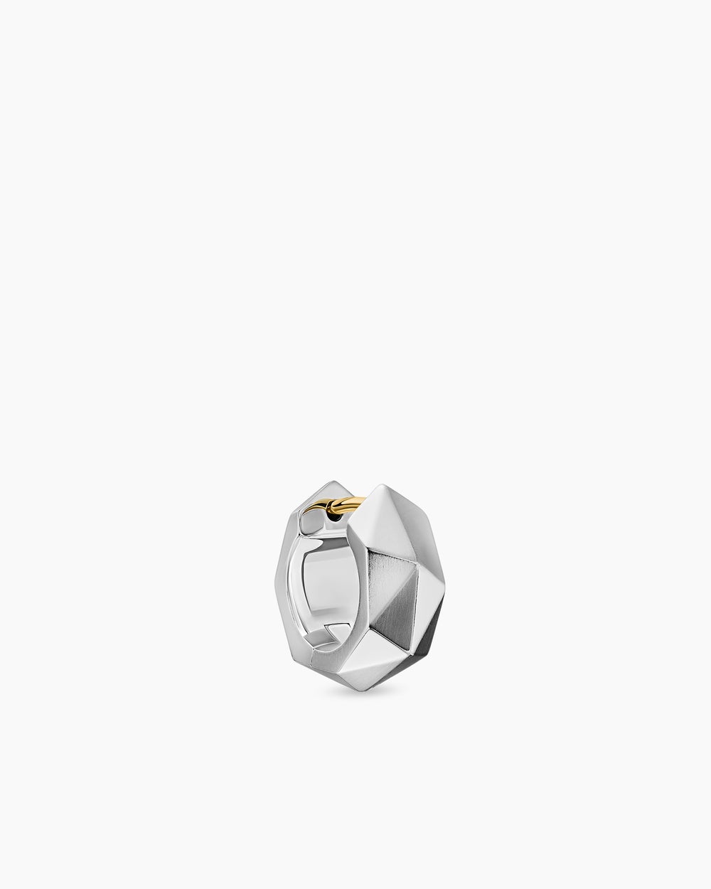 Mens Faceted Hoop Earring in Sterling Silver, 14.5mm