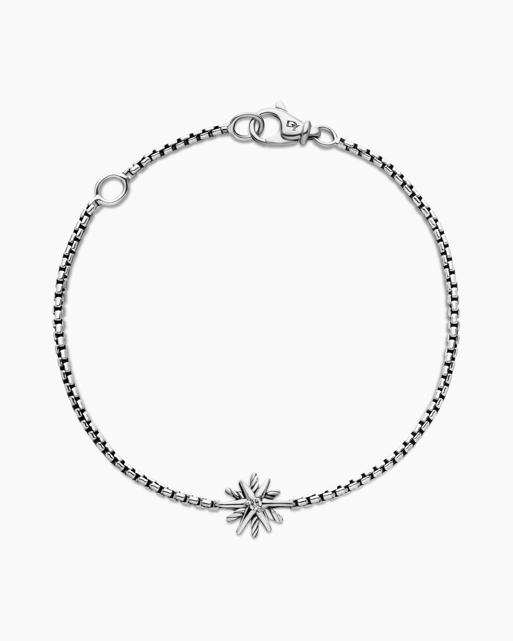 Womens Starburst Teen Bracelet in Sterling Silver with Center Diamond, 8mm