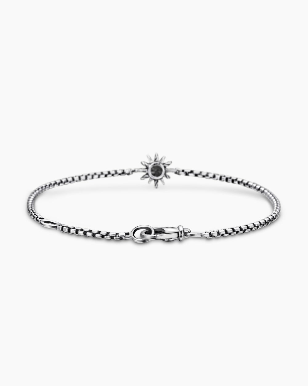 Womens Starburst Teen Bracelet in Sterling Silver with Center Diamond, 8mm
