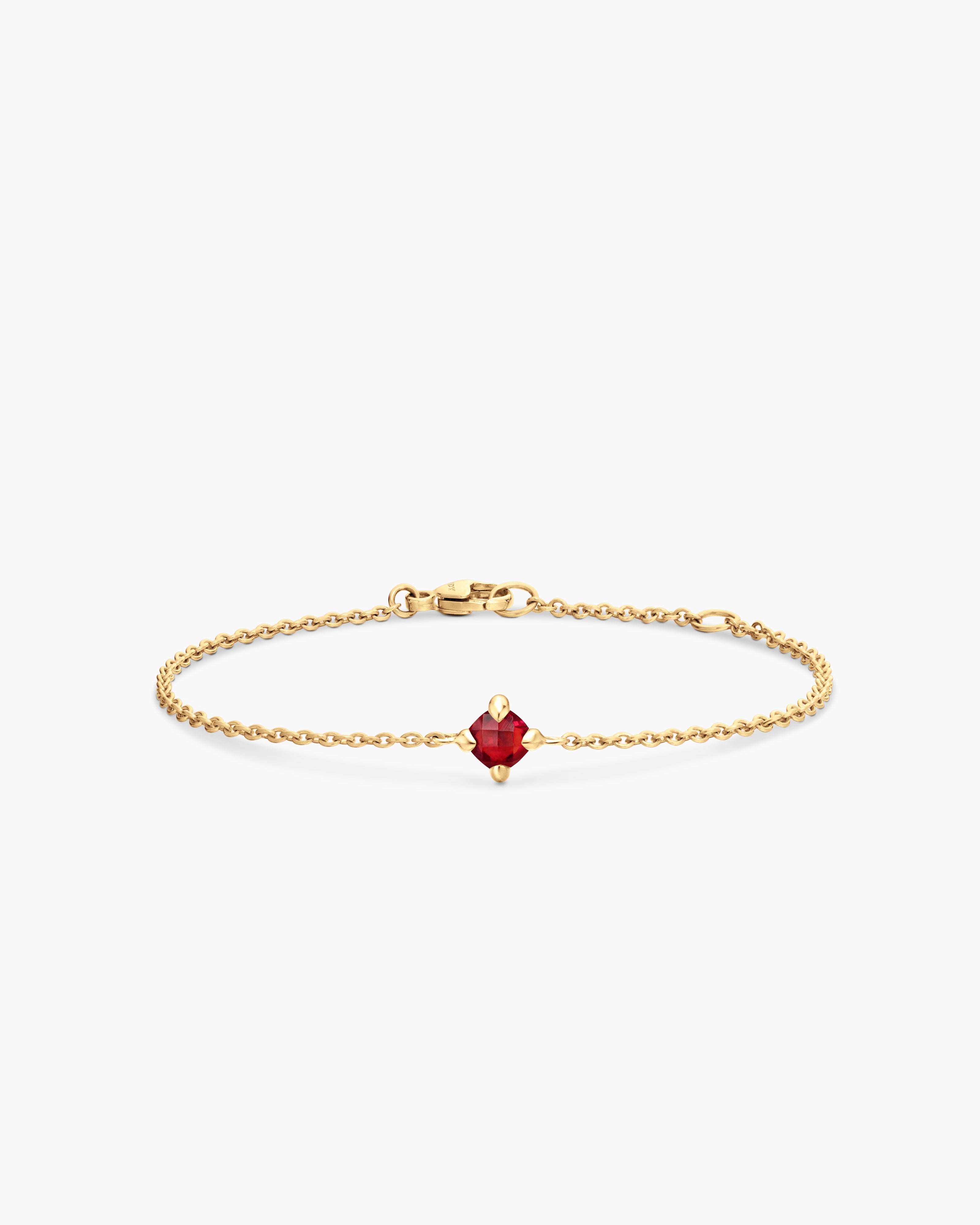 Chatelaine&reg; Teen Bracelet in 18K Yellow Gold with Garnet, 4mm
