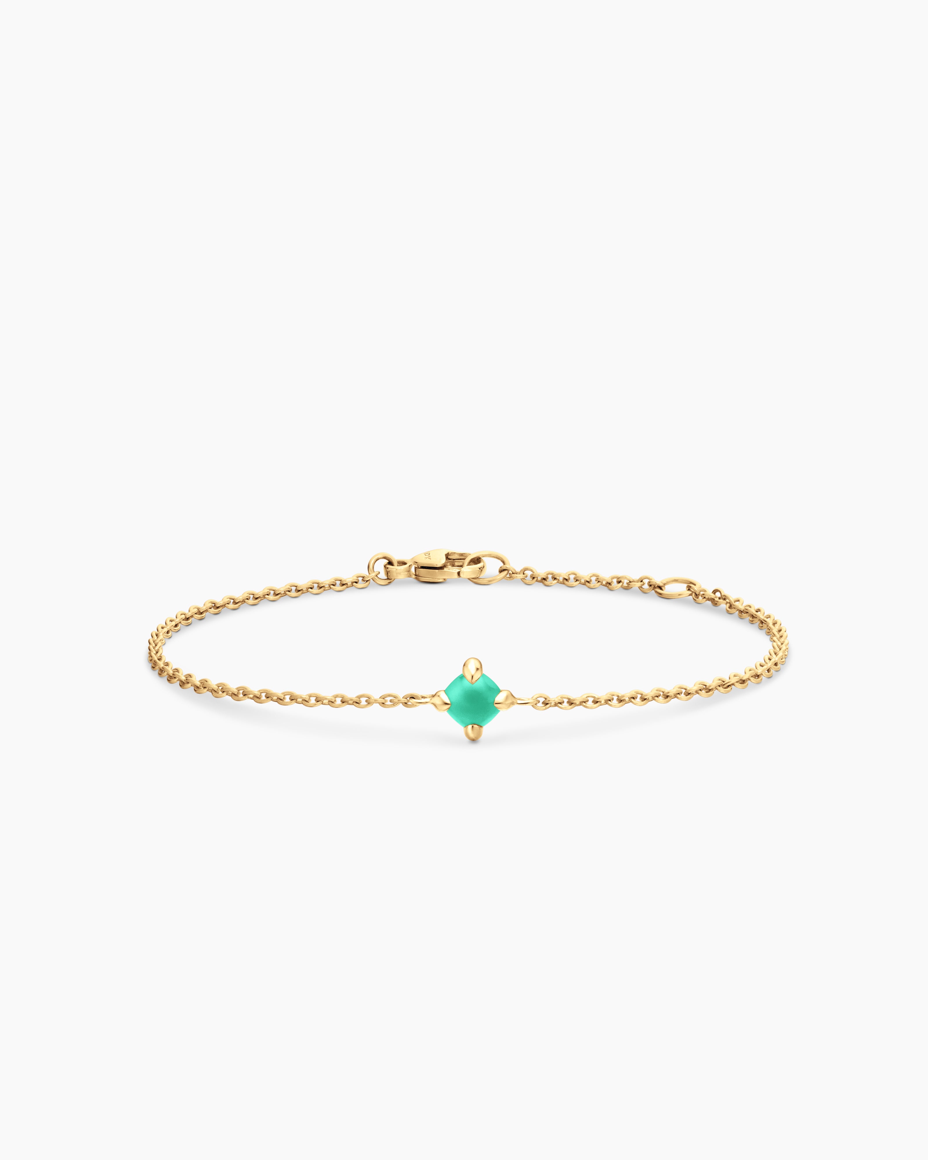 Chatelaine&reg; Teen Bracelet in 18K Yellow Gold with Chrysoprase, 4mm