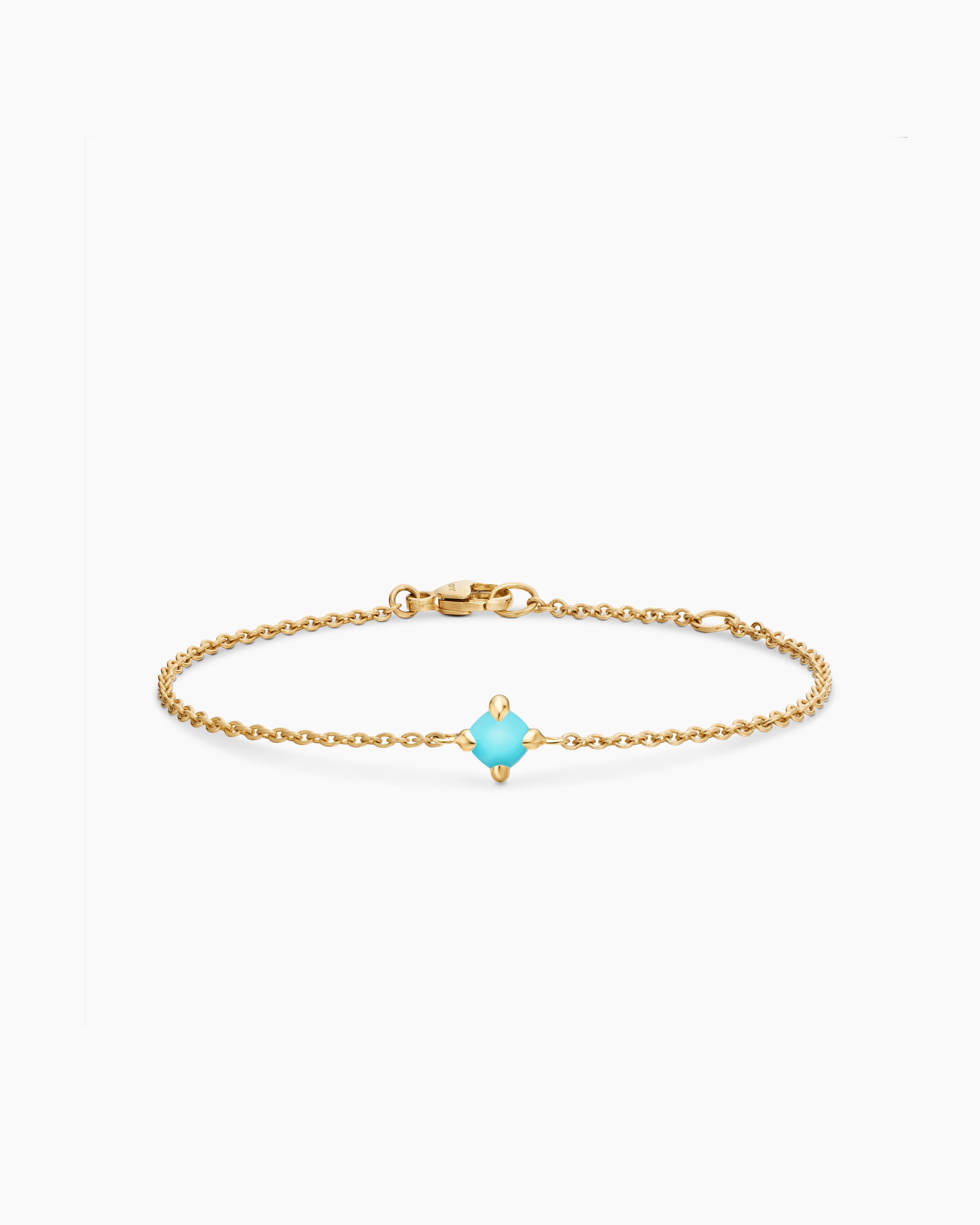 Chatelaine&reg; Teen Bracelet in 18K Yellow Gold with Turquoise, 4mm