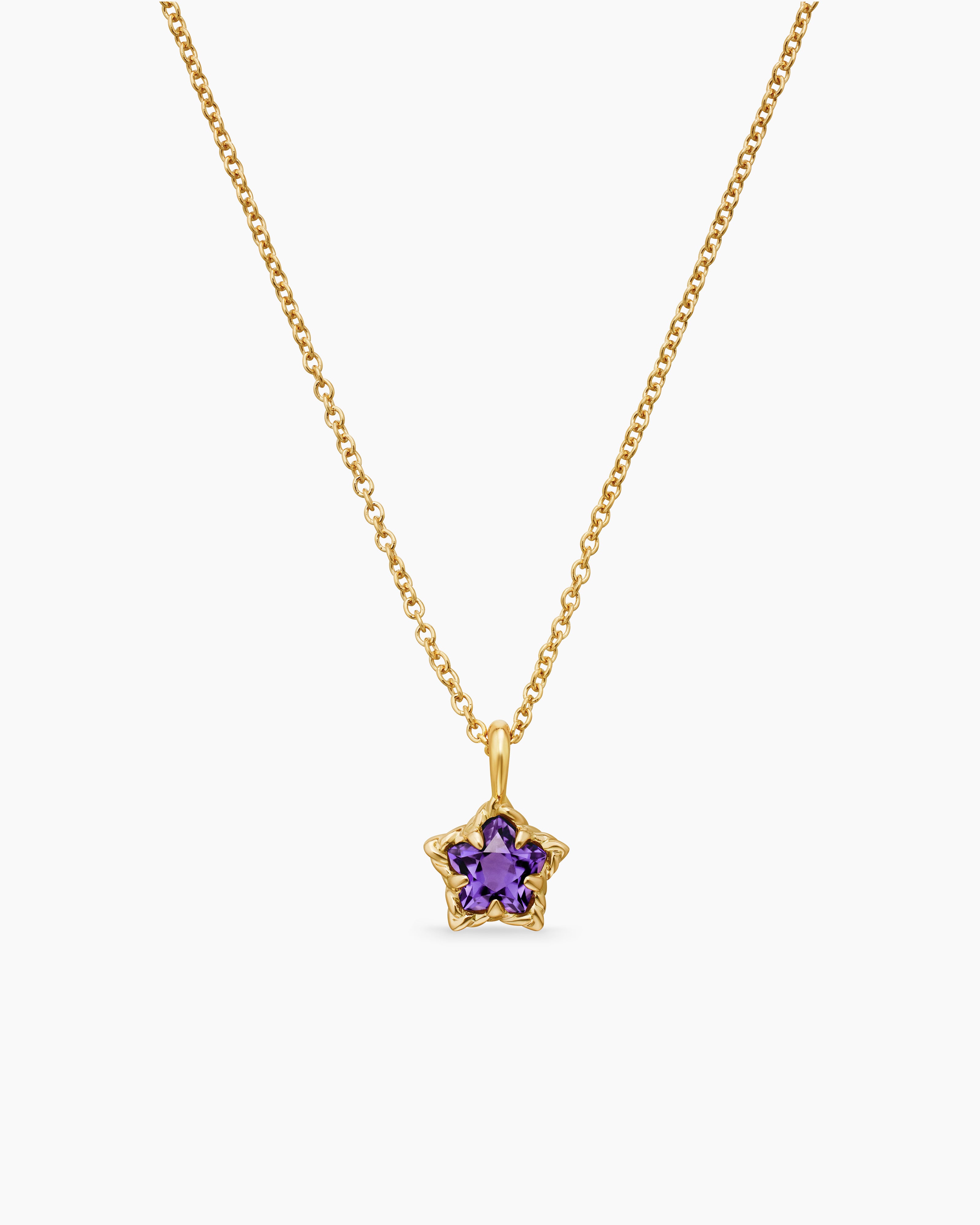 Cable Collectibles&reg; Teen Star Necklace in 18K Yellow Gold with Amethyst