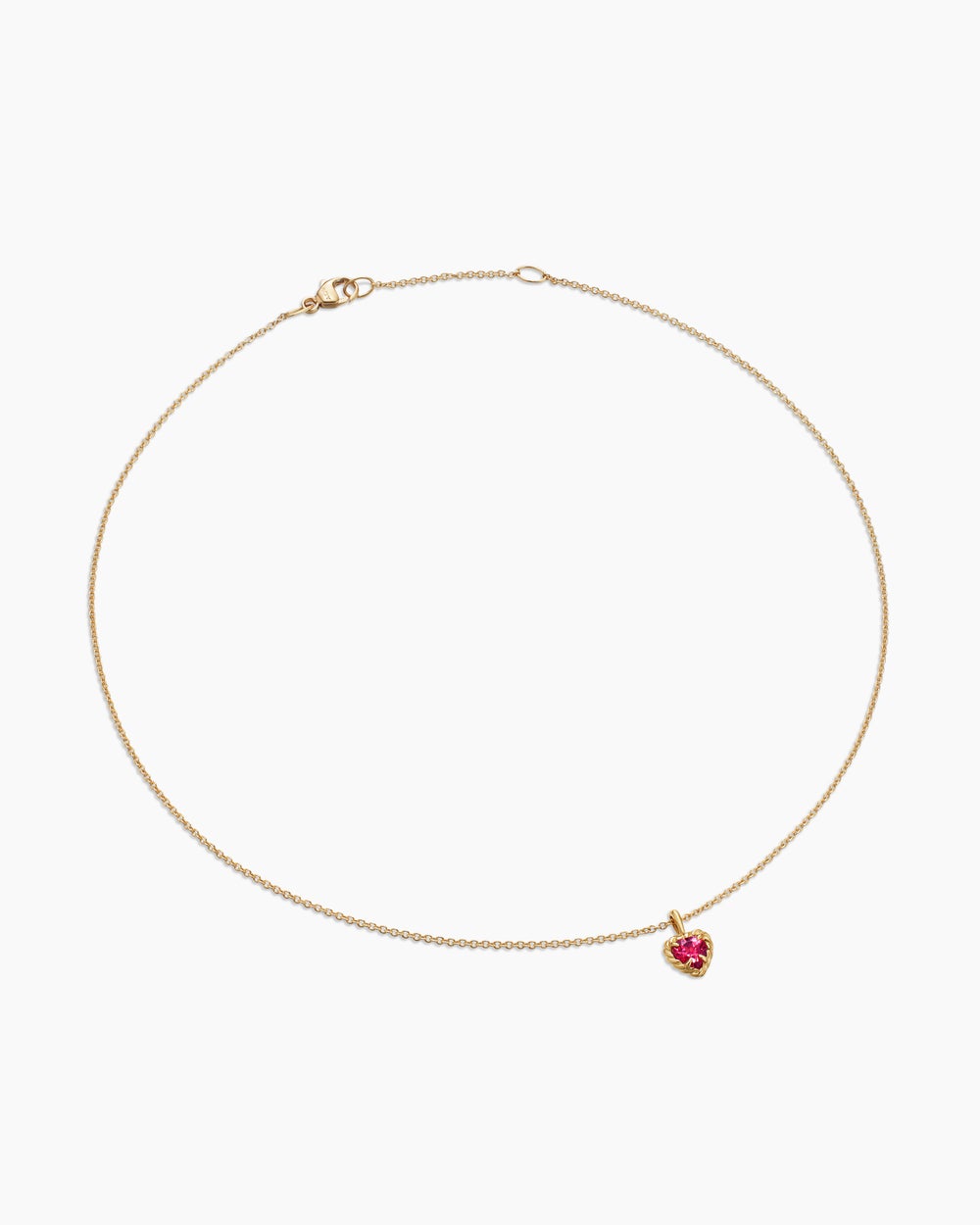 Cable Collectibles® Teen Heart Necklace in 18K Yellow Gold with Rhodolite Garnet