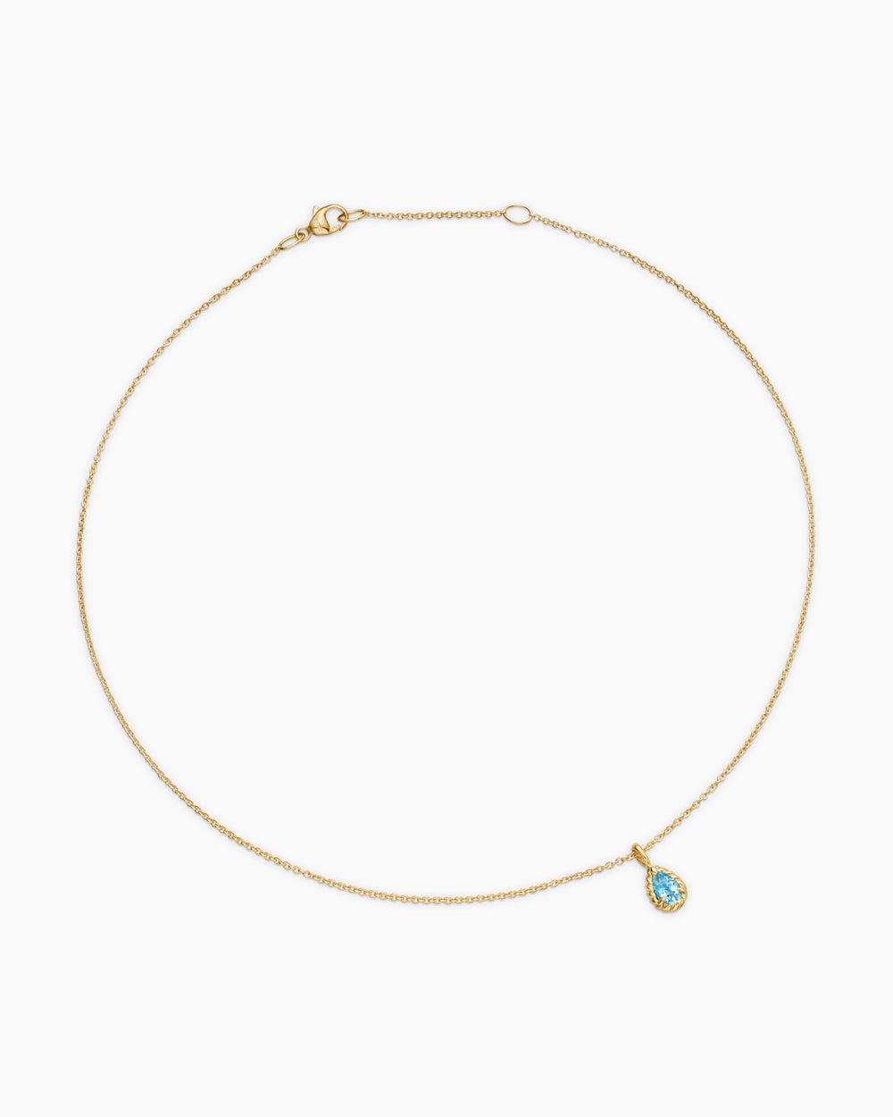 Womens Cable Collectibles® Teen Teardrop Necklace in 18K Yellow Gold with Blue Topaz