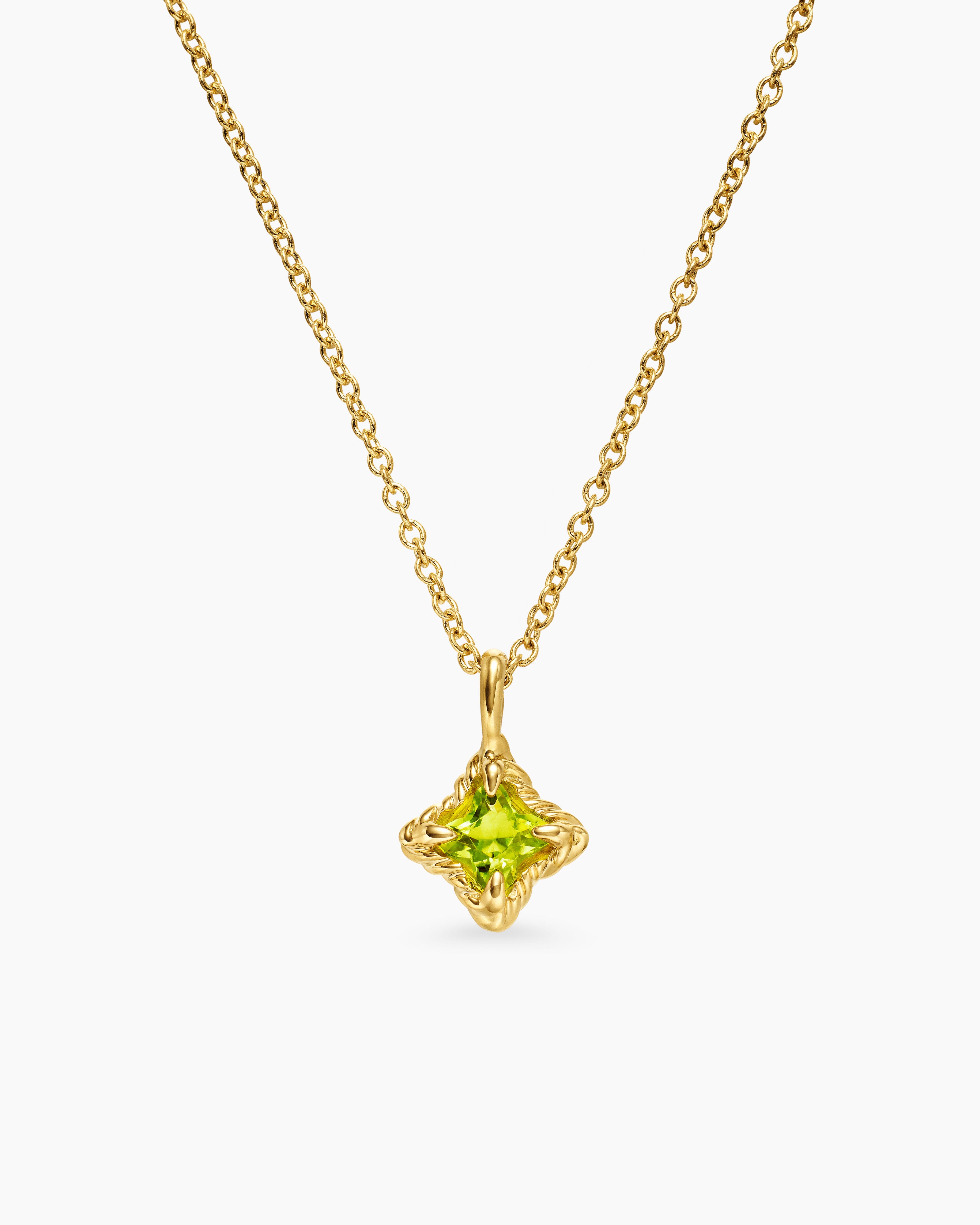 Cable Collectibles&reg; Teen Quad Necklace in 18K Yellow Gold with Peridot