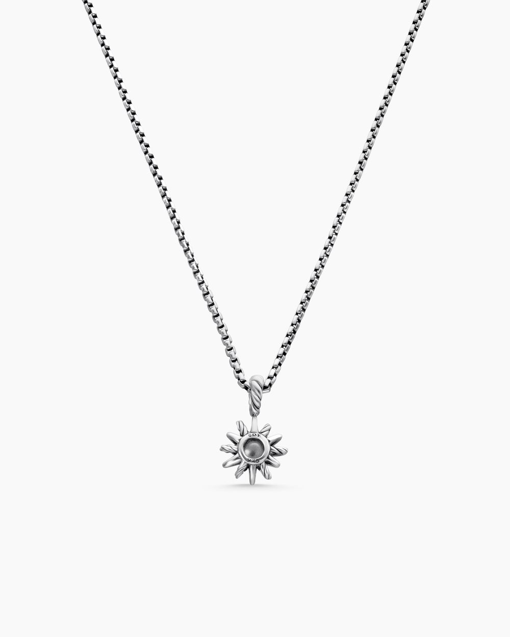 Womens Starburst Teen Necklace in Sterling Silver with Center Diamond, 8mm