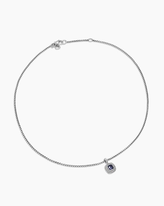 Albion® Teen Pendant Necklace in Sterling Silver with Black Orchid and Diamonds, 4mm