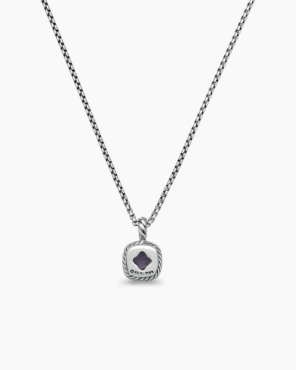 Womens Albion® Teen Pendant Necklace in Sterling Silver with Black Orchid and Diamonds, 4mm