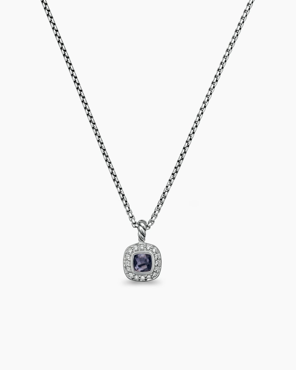 Womens Albion® Teen Pendant Necklace in Sterling Silver with Black Orchid and Diamonds, 4mm