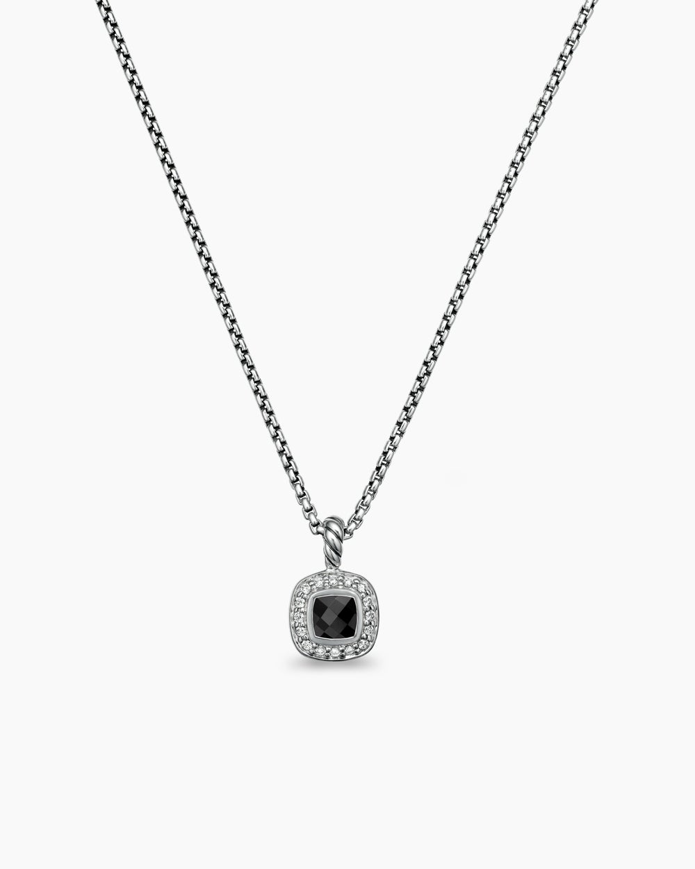 Womens Albion® Teen Pendant Necklace in Sterling Silver with Black Onyx and Diamonds, 4mm