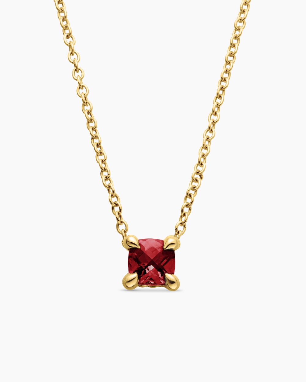 Womens Chatelaine® Teen Necklace in 18K Yellow Gold with Garnet, 4mm