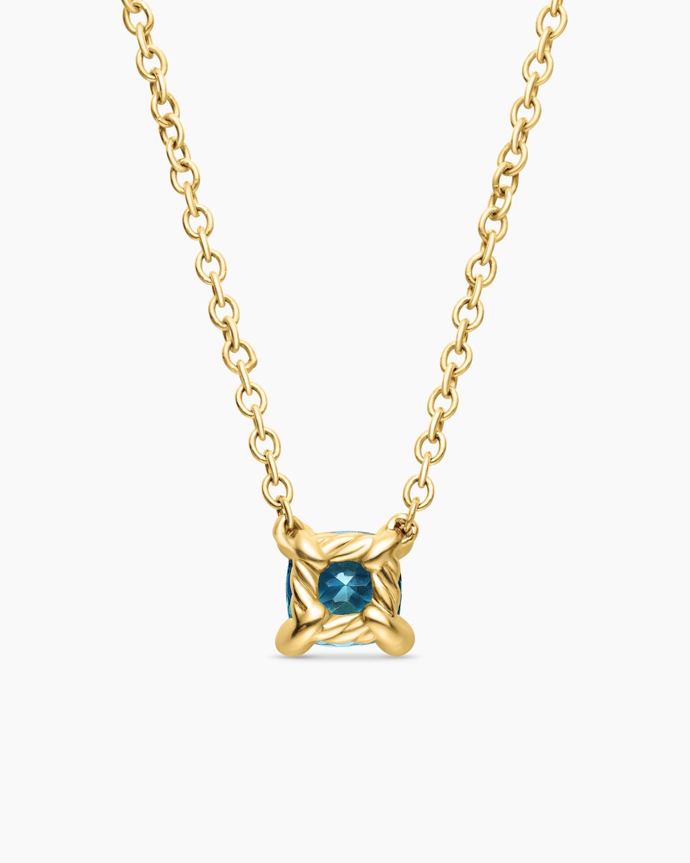 Womens Chatelaine® Teen Necklace in 18K Yellow Gold with Hampton Blue Topaz, 4mm
